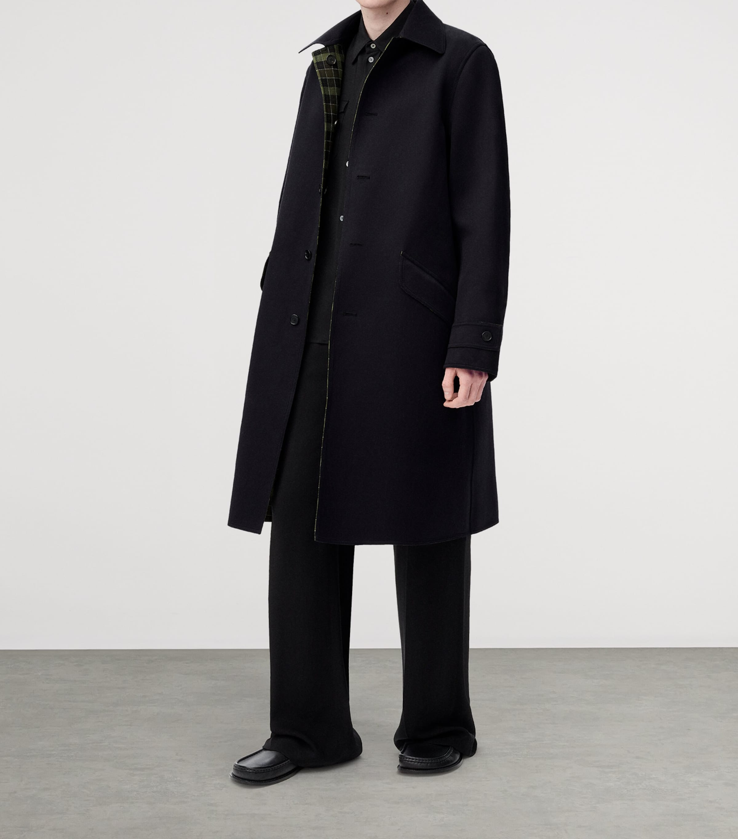 Wool-Blend Reversible Overcoat BLACK Image 2