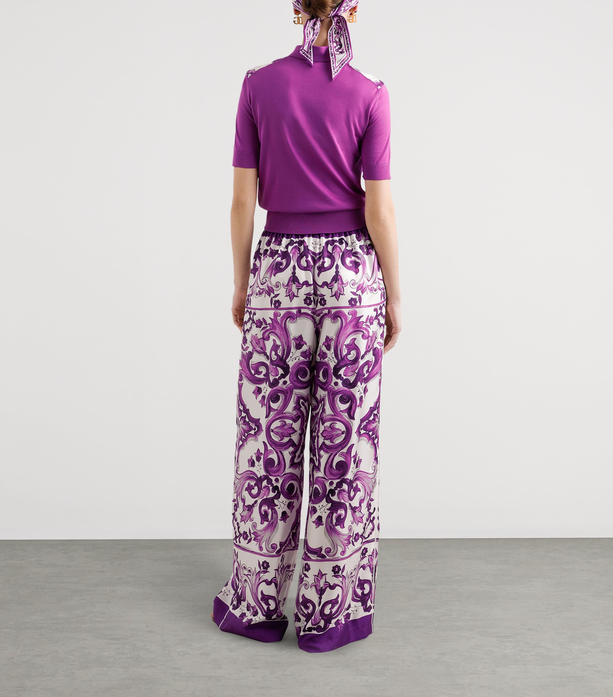 Silk Printed Trousers I23TN-MAIOLICA VIOLA Image 3