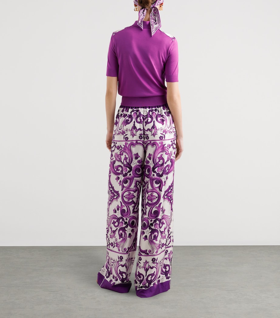 Silk Printed Trousers I23TN-MAIOLICA VIOLA Image 3
