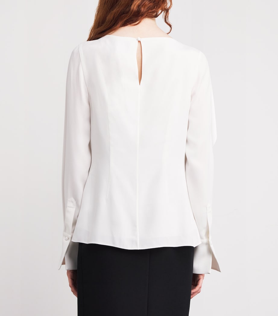 Satin Long-Sleeve Top IVORY Image 4