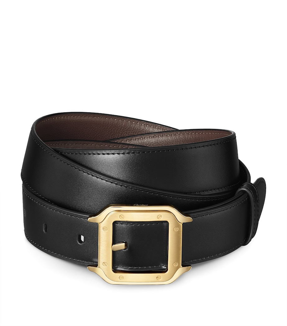 Cartier Leather Reversible Santos de Cartier Belt Black Image 1