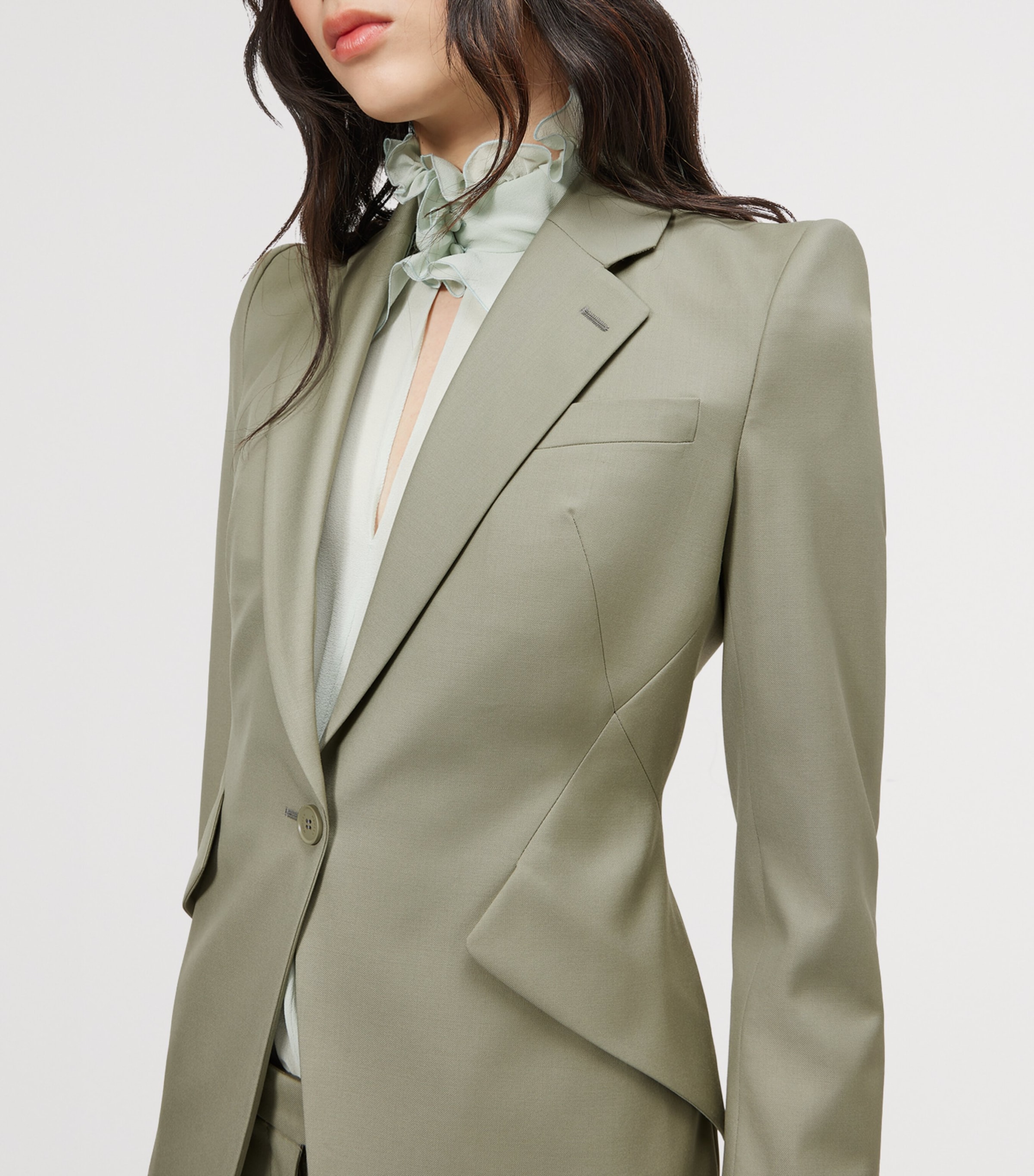 McQueen Womens Wool Gabardine Single-Breasted Jacket Image 5