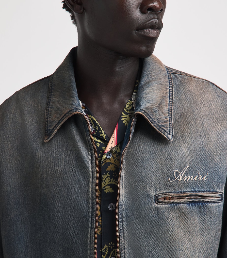 AMIRI Mens Lea Bones Denim Jacket Dark Dust Image 3