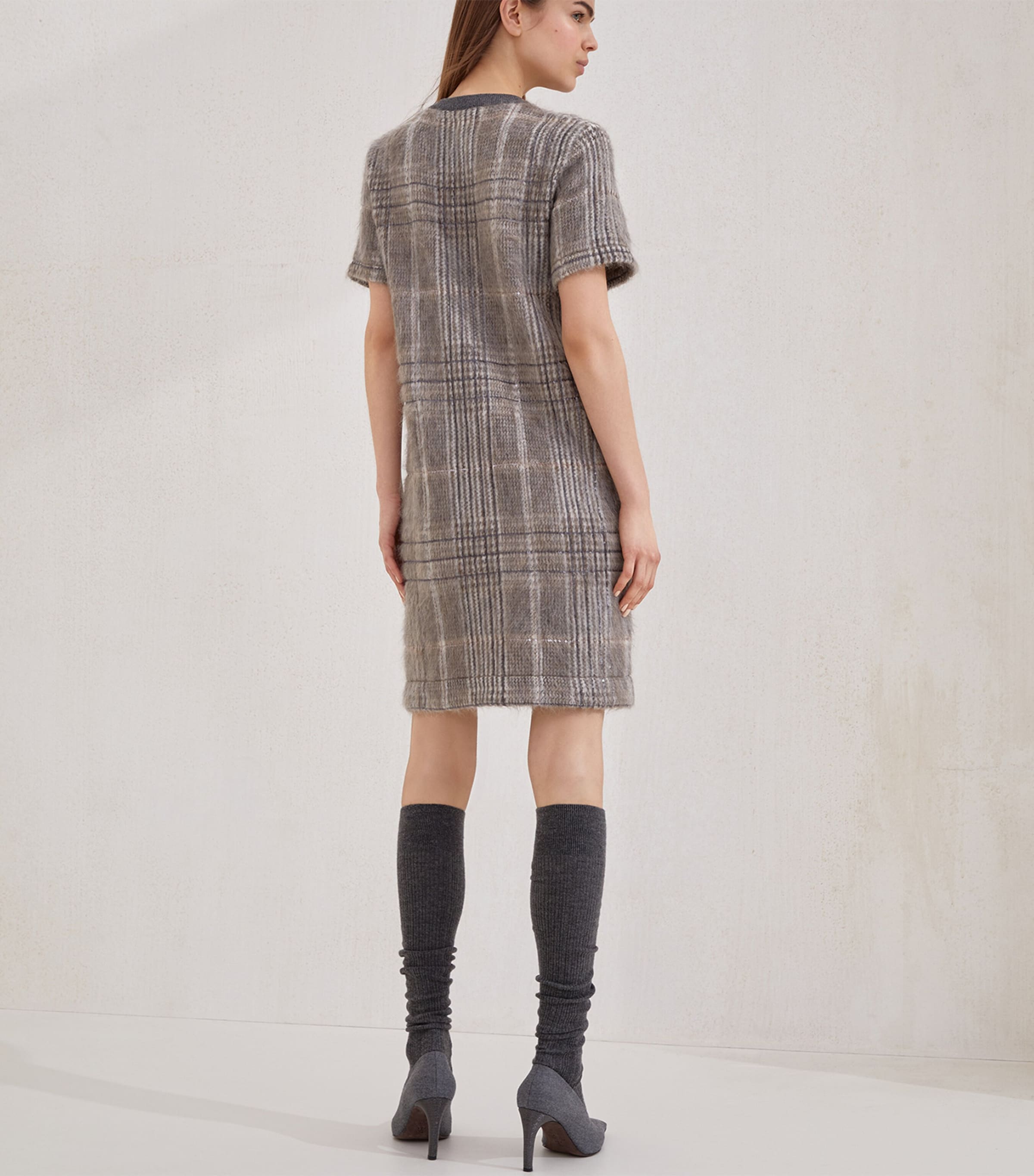Wool-Blend Checked Mini Dress CPO68 Image 3
