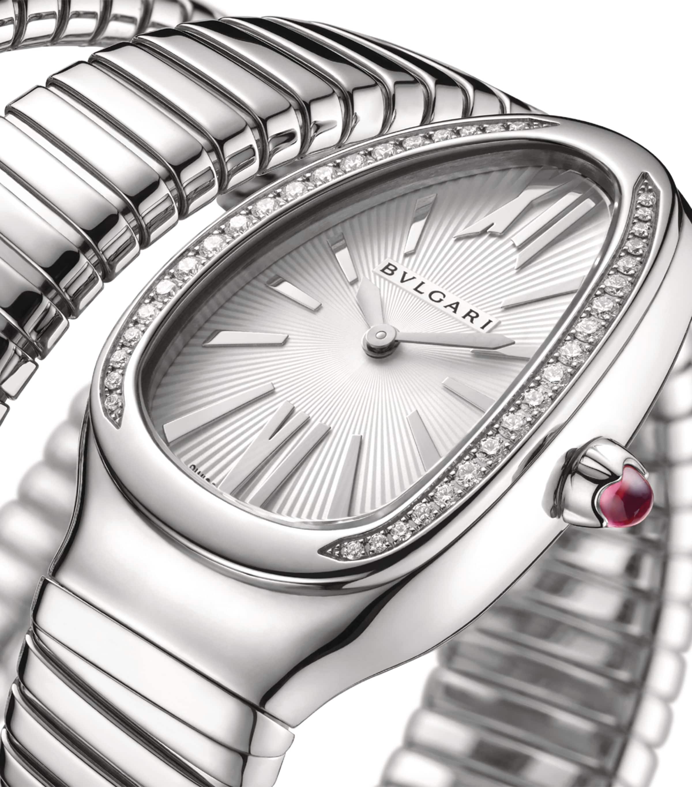 Stainless Steel and Diamond Serpenti Tubogas Watch 35mm WHITE Image 2