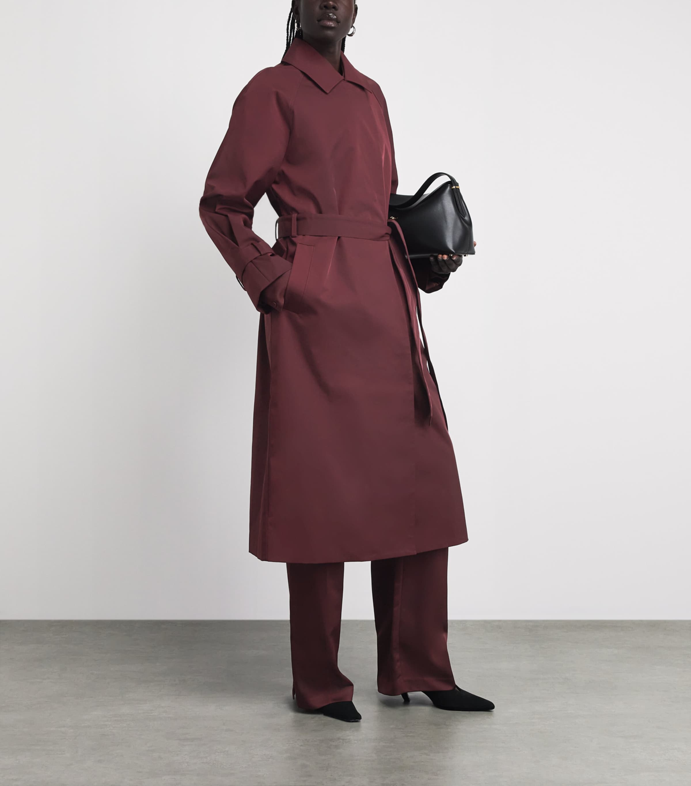 CAMILLA AND MARC Womens Longline Dia Trench Coat Burgundy Image 2