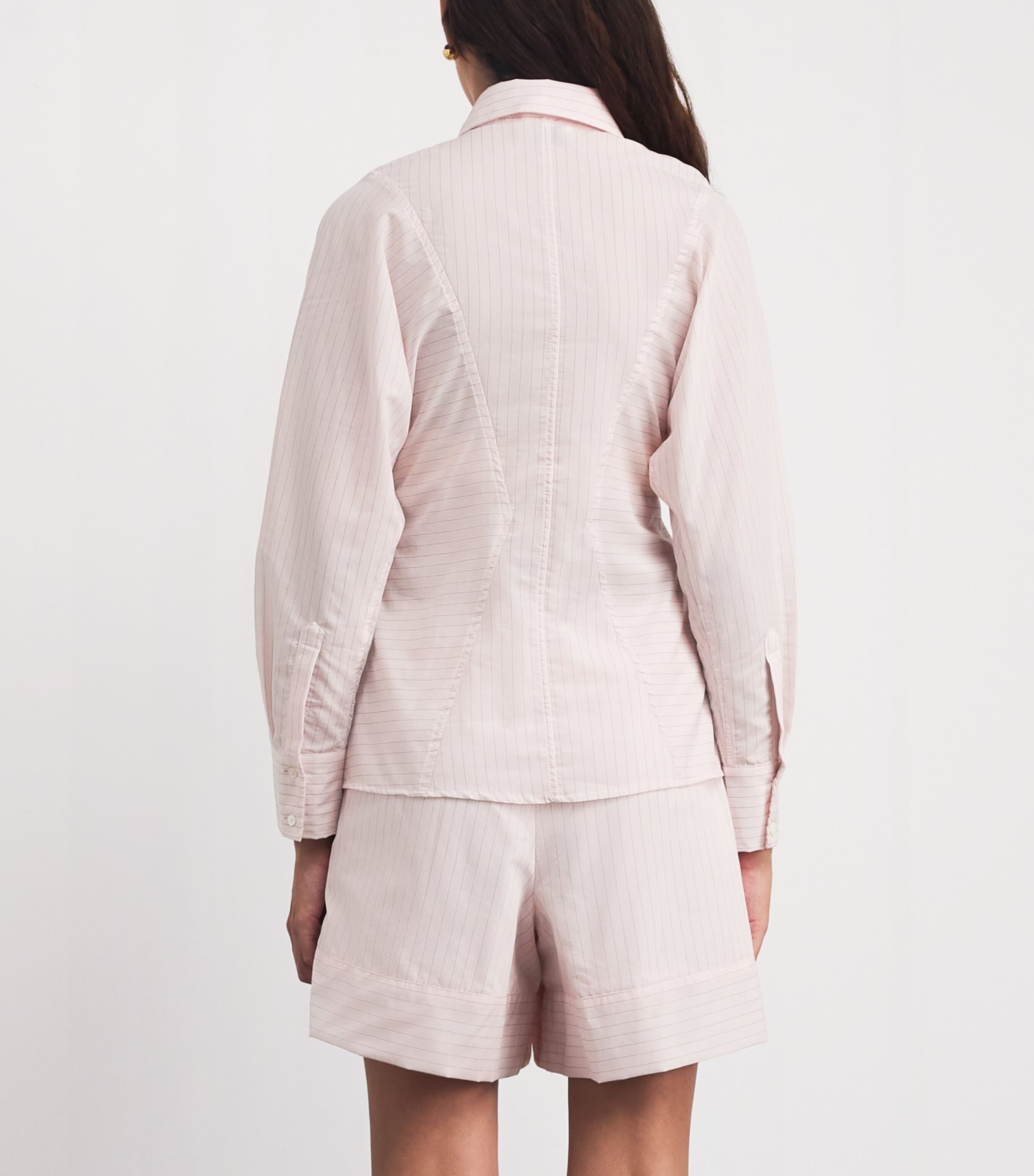 Claudie Pierlot Womens Cotton-Blend Stripe Shirt Pale Pink Image 5
