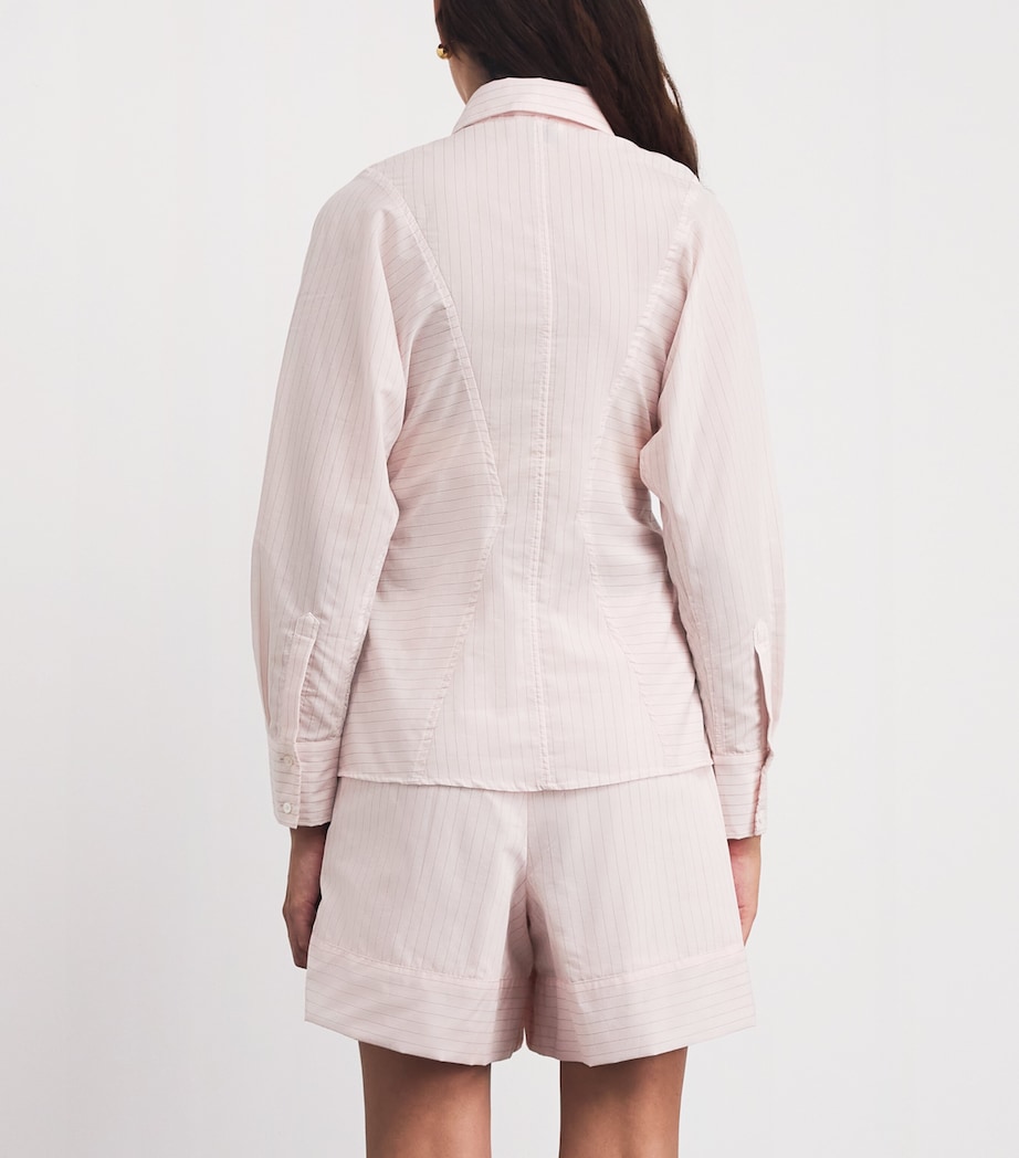 Claudie Pierlot Womens Cotton-Blend Stripe Shirt Pale Pink Image 5