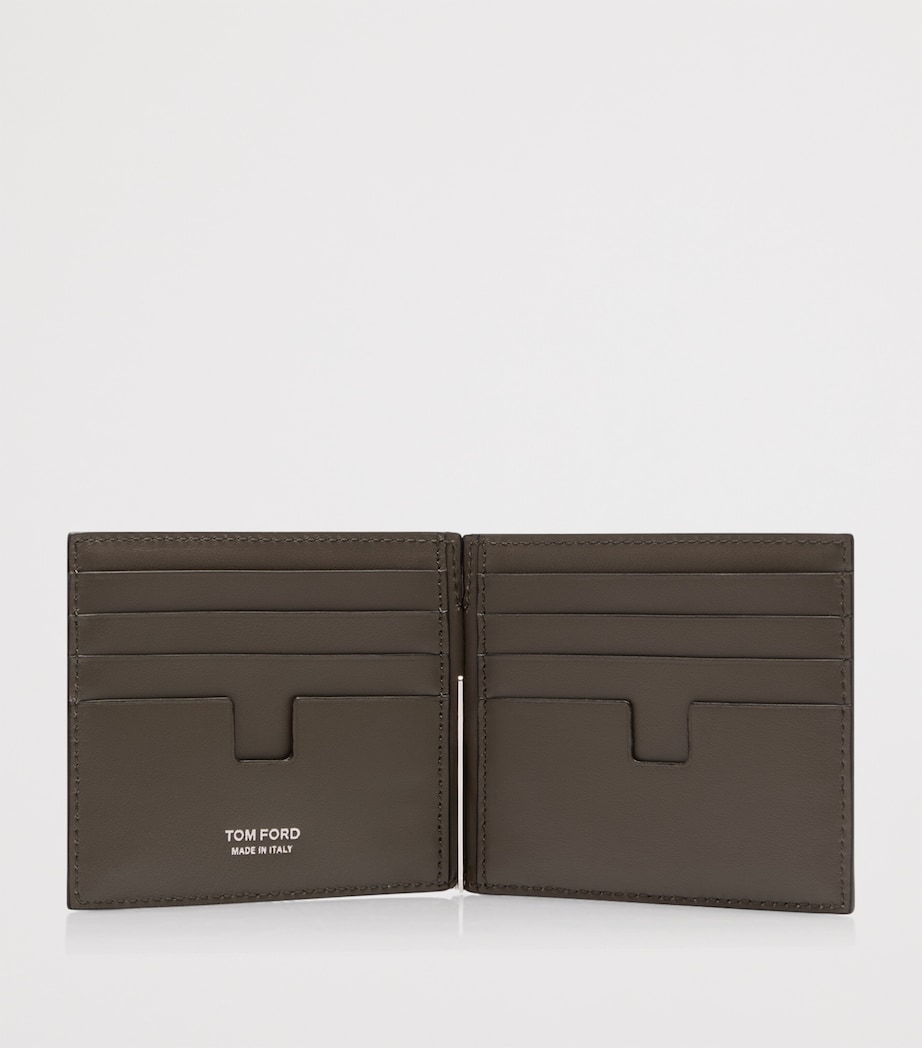 Croc-Embossed Leather T-Line Money Clip Wallet 1G051 Image 3