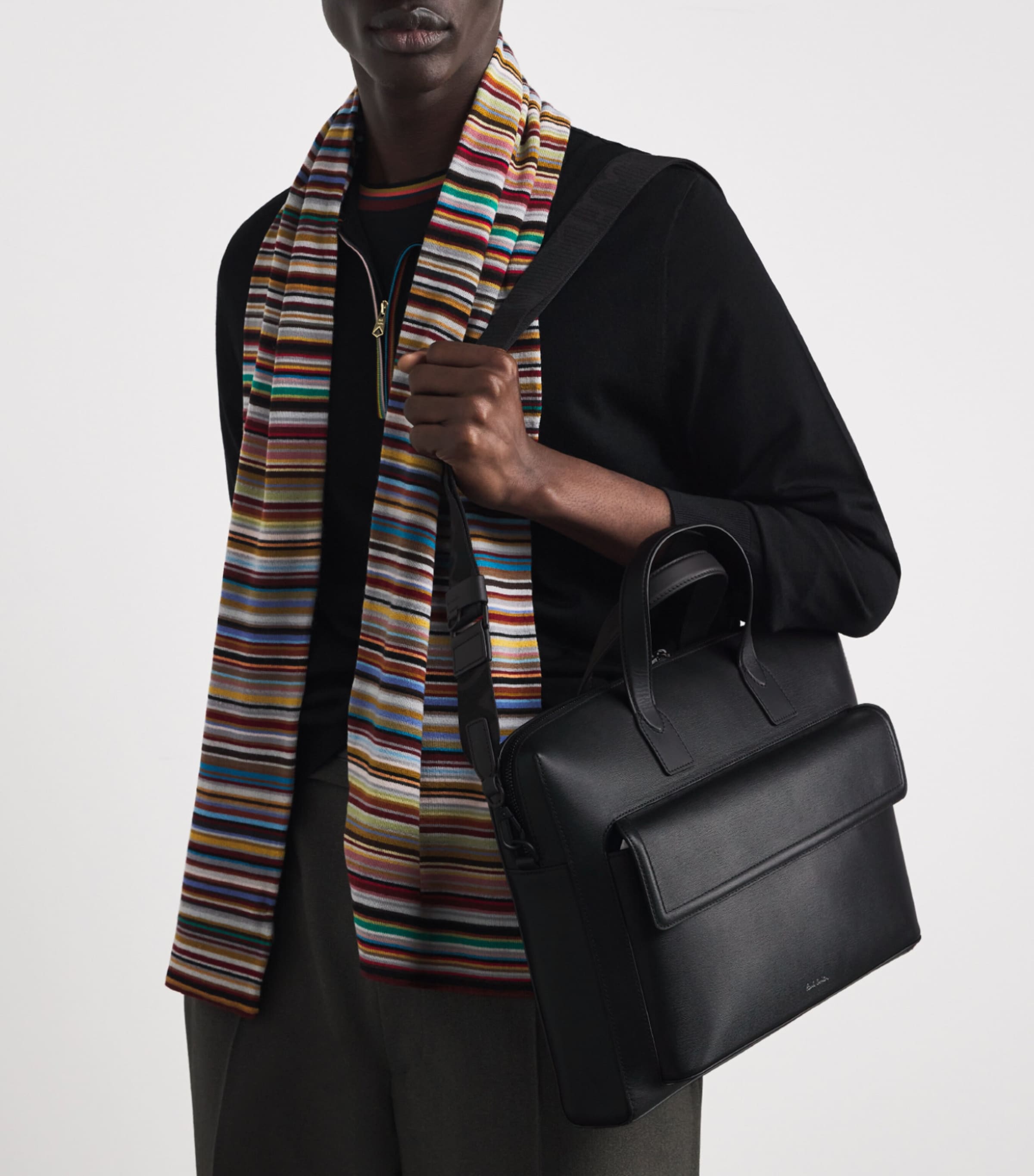 Leather Folio Bag BLACK Image 5