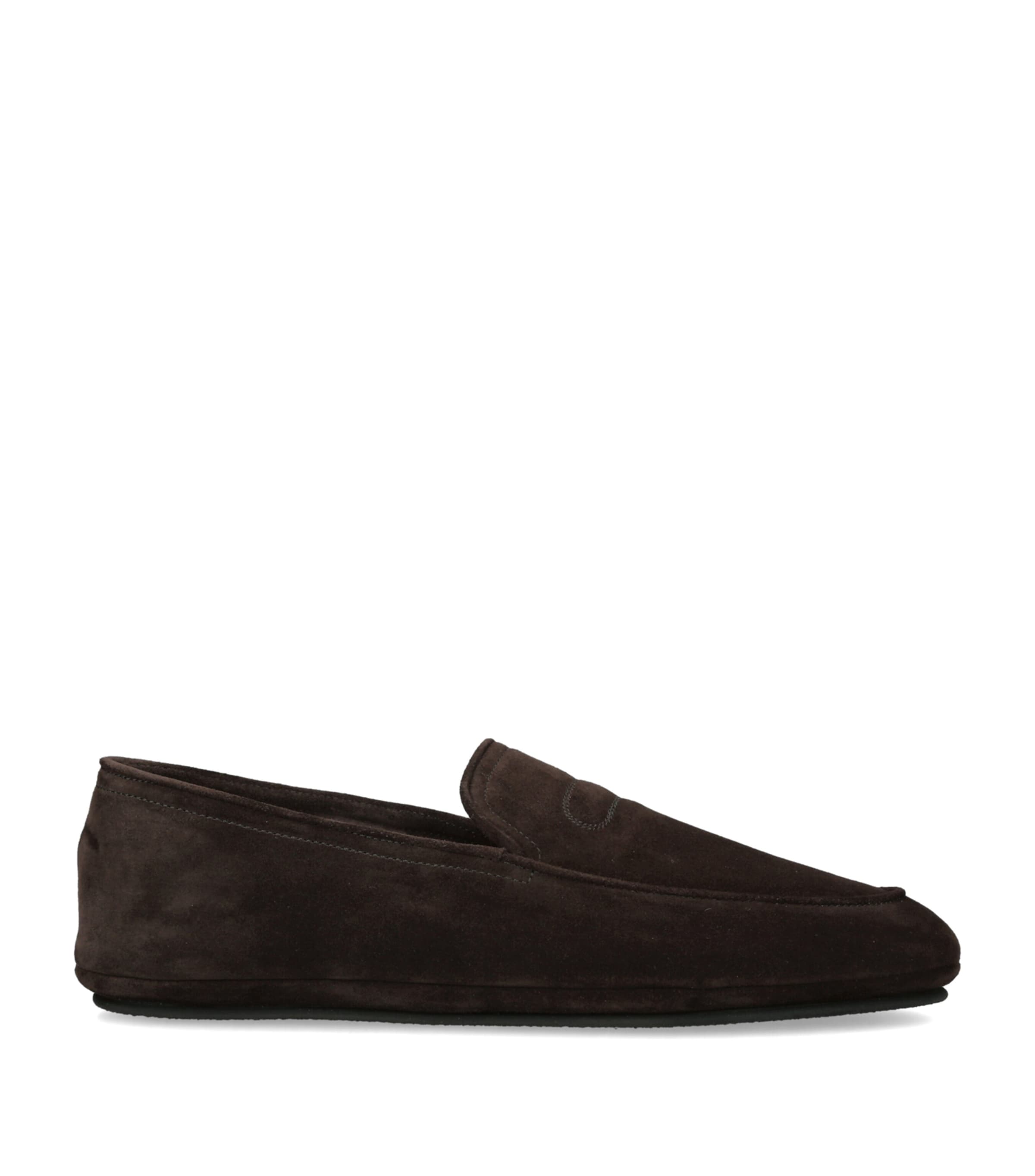 John Lobb Suede Kingston Slippers Dark Brown Image 1