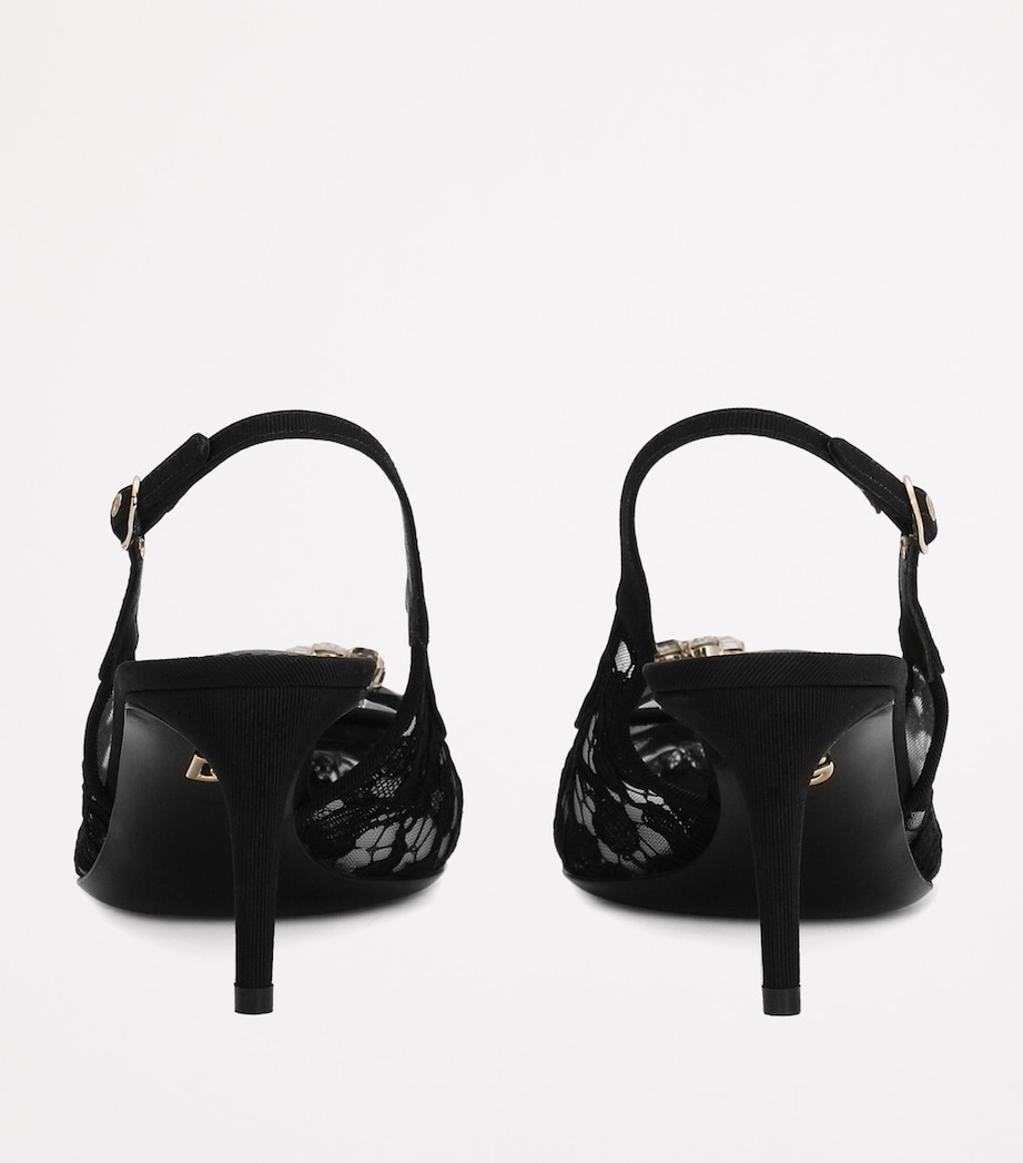 Lace Embellished Slingback Sandals 60 80240-APRICOT Image 5