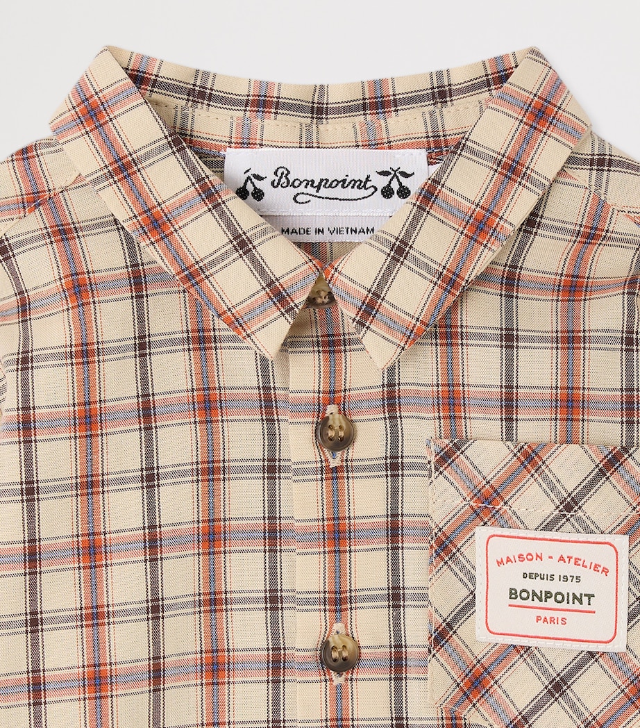 Bonpoint Organic Cotton Check Gillo Shirt (6-12 Months) Carreaux Beige Image 3