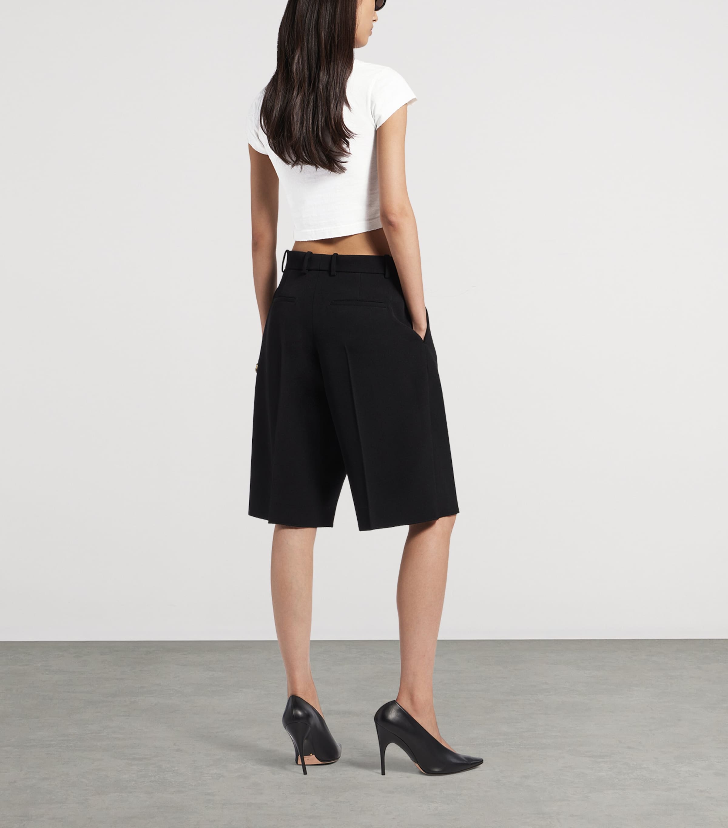 Balenciaga Womens Cotton Spray-Logo Chopped T-Shirt Image 3
