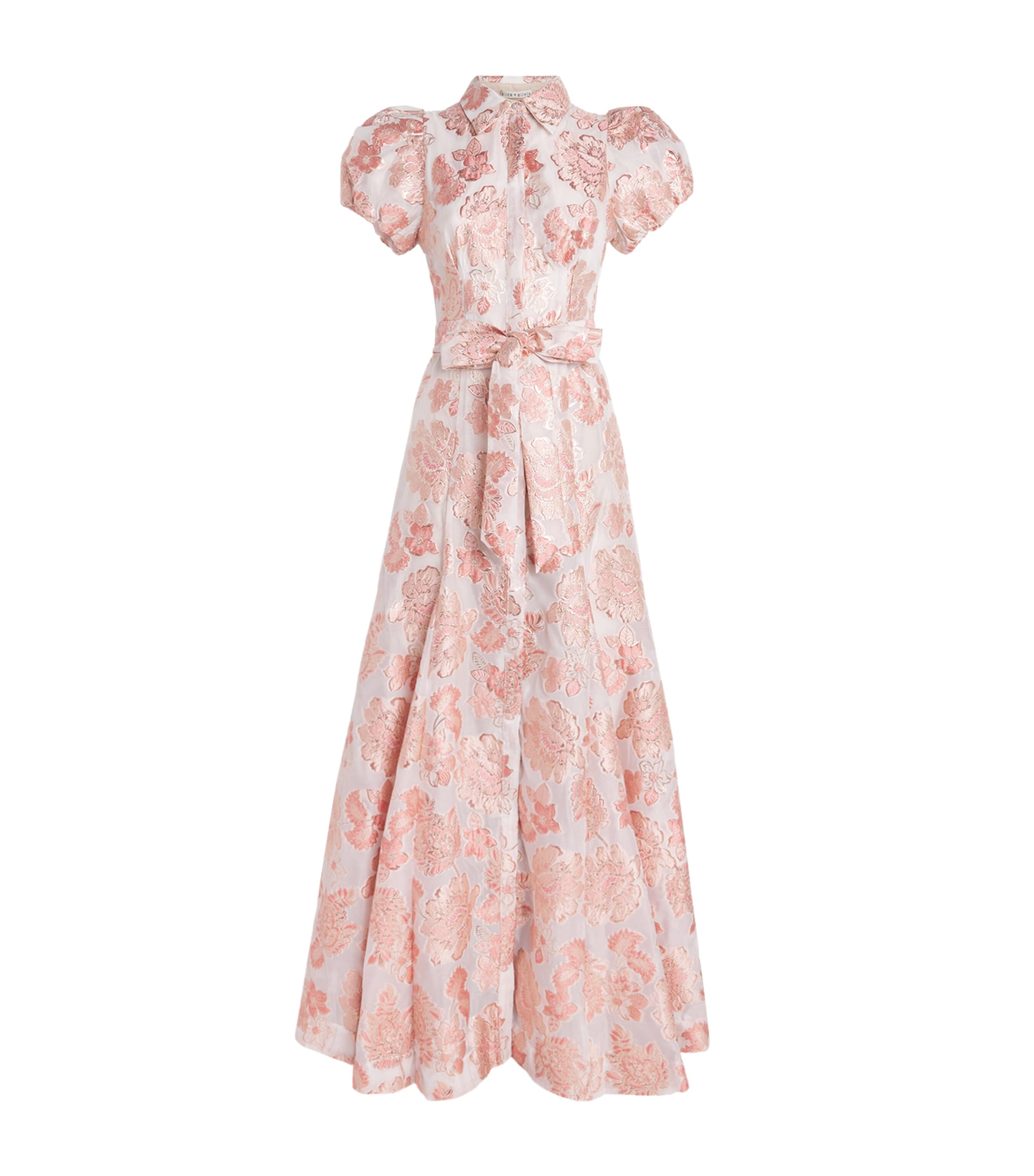 Alice+Olivia Womens Floral Jacquard Henrietta Maxi Dress English Rose Image 1