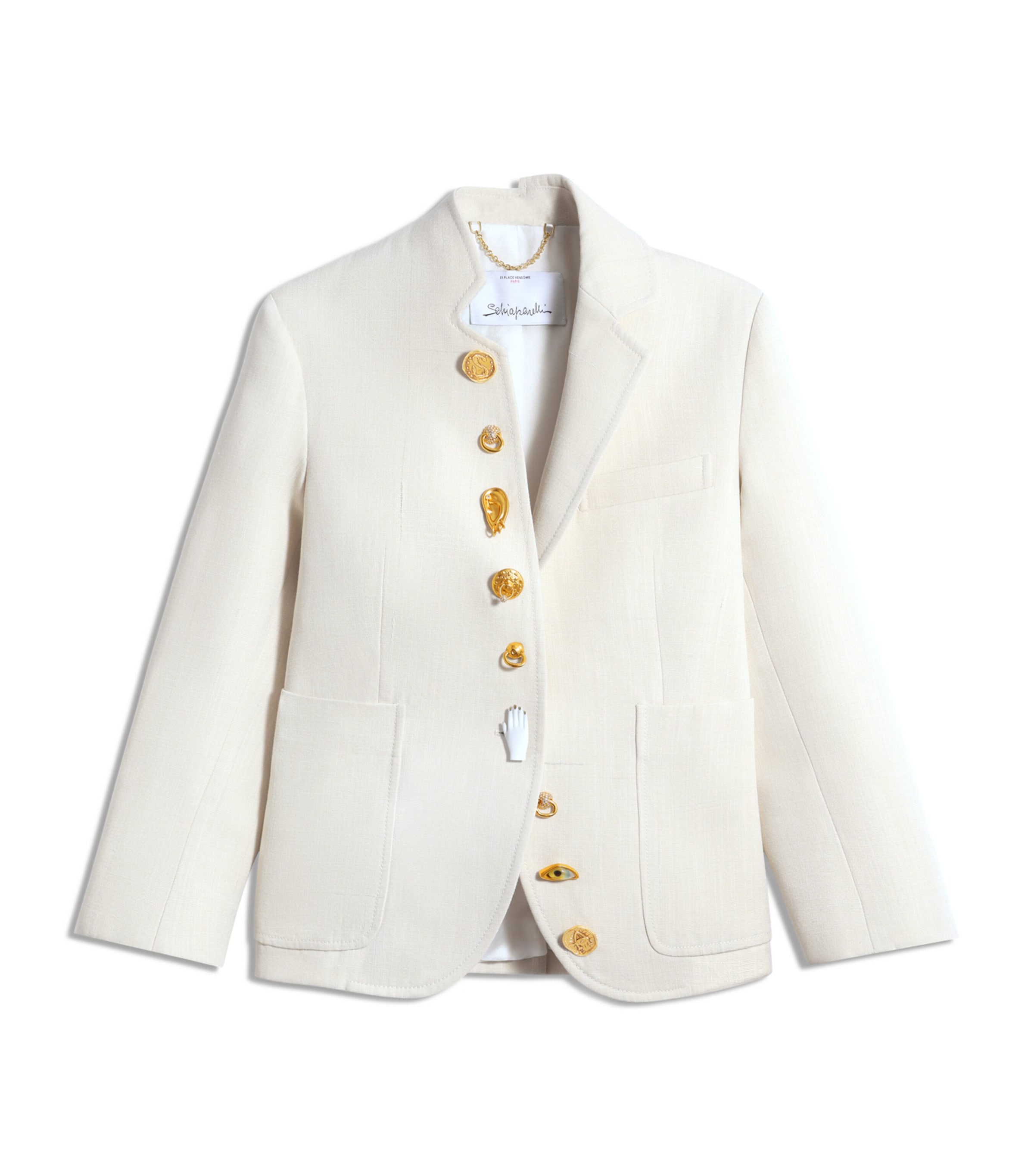 Schiaparelli Womens Canvas Asymmetric Jacket Ecru Image 1