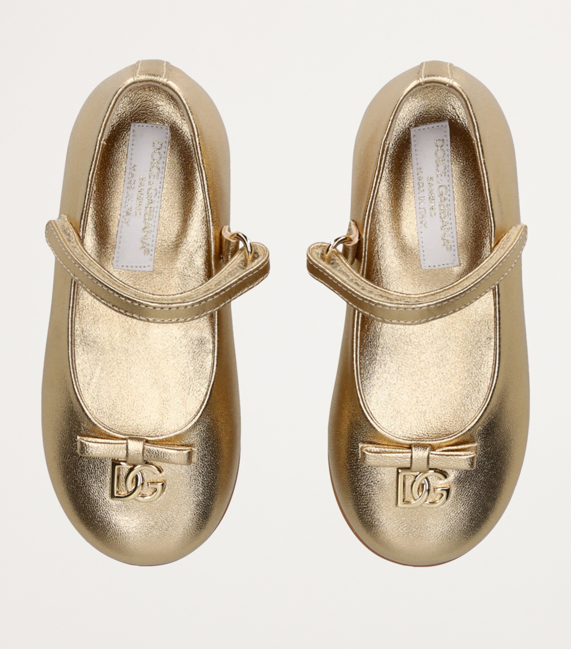 Dolce&Gabbana Kids Leather Metallic Mary Janes Gold Image 4