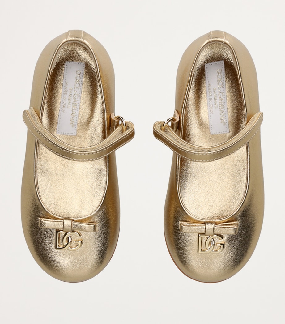 Dolce&Gabbana Kids Leather Metallic Mary Janes Gold Image 4