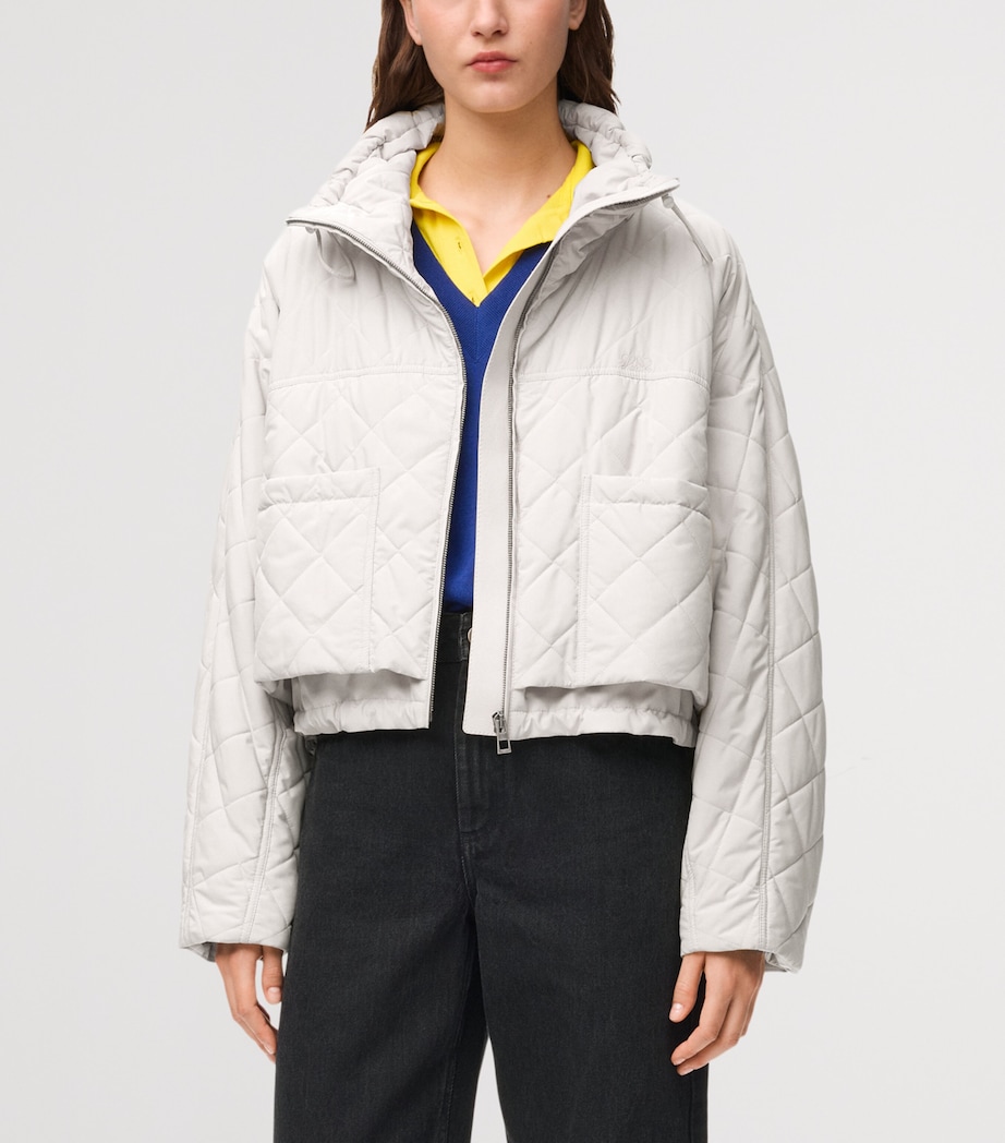 LOEWE Womens High-Neck Quilted Jacket Ecru Image 3