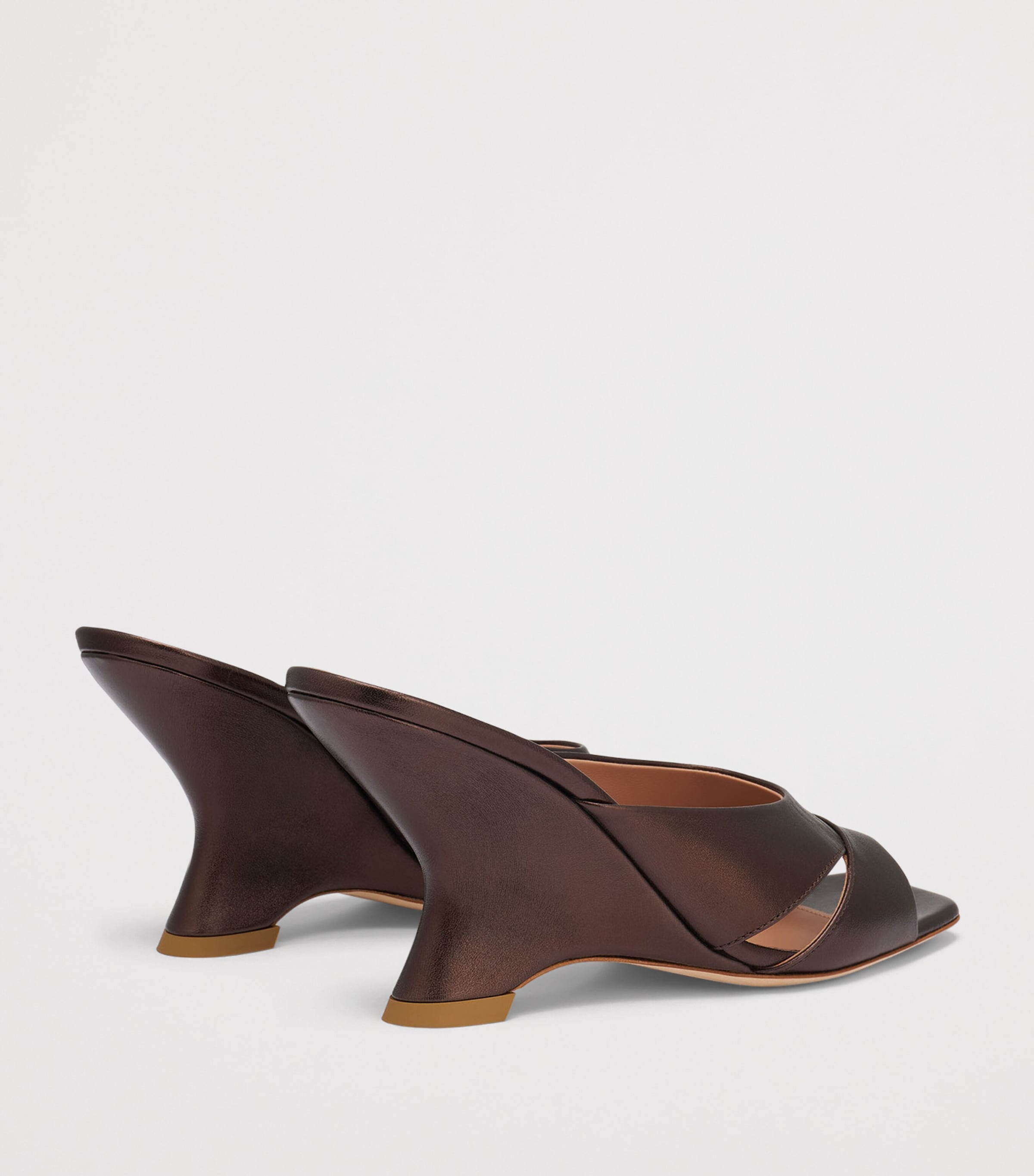 Malone Souliers Metallic Leather Lourdes Wedge Mules 85 Tobacco Image 4
