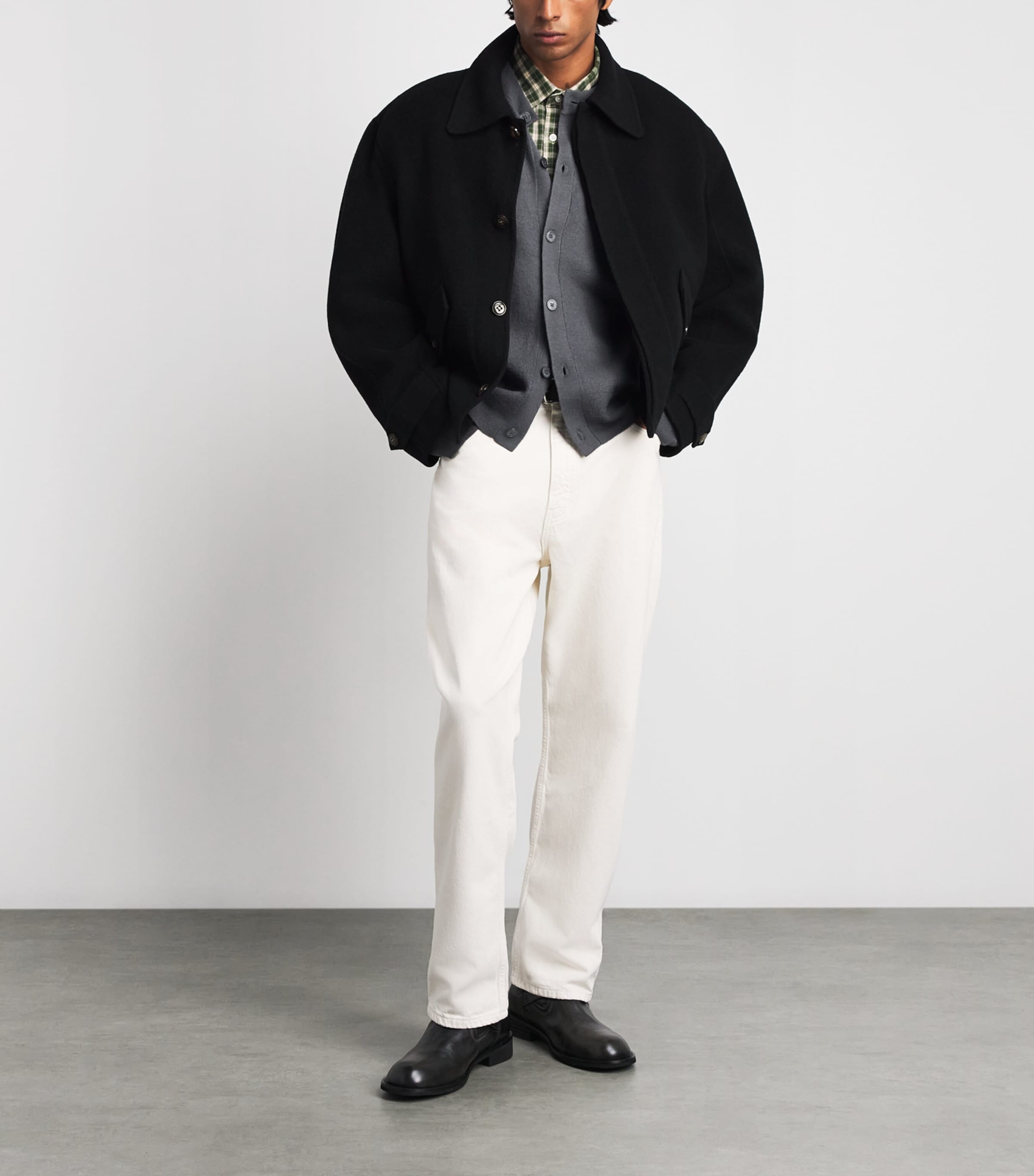 NN.07 Mens Wool Jasper Cardigan Charcoal Mist Image 2