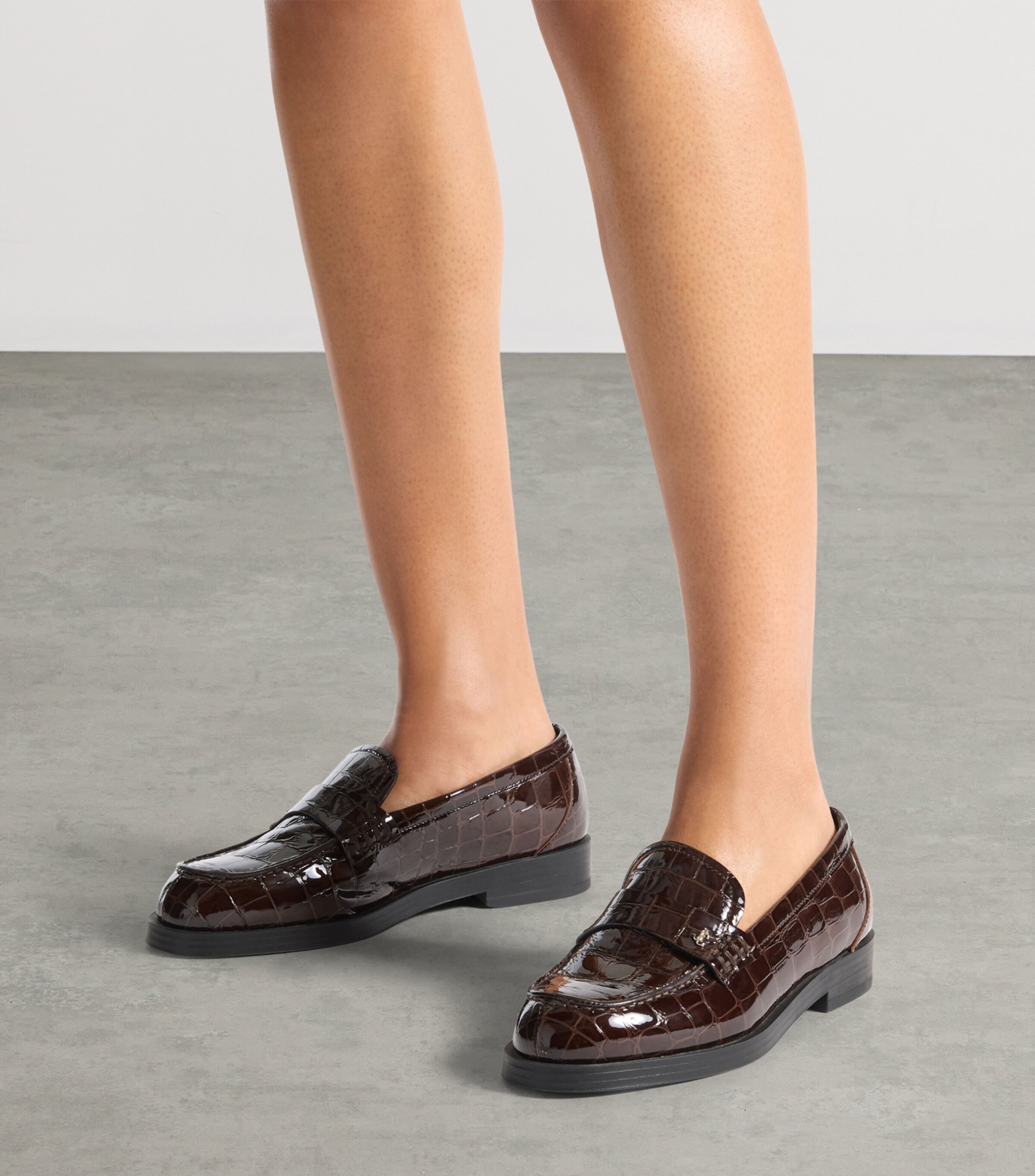 Ivy Croc-Embossed Leather Loafers SAMBUCO Image 2