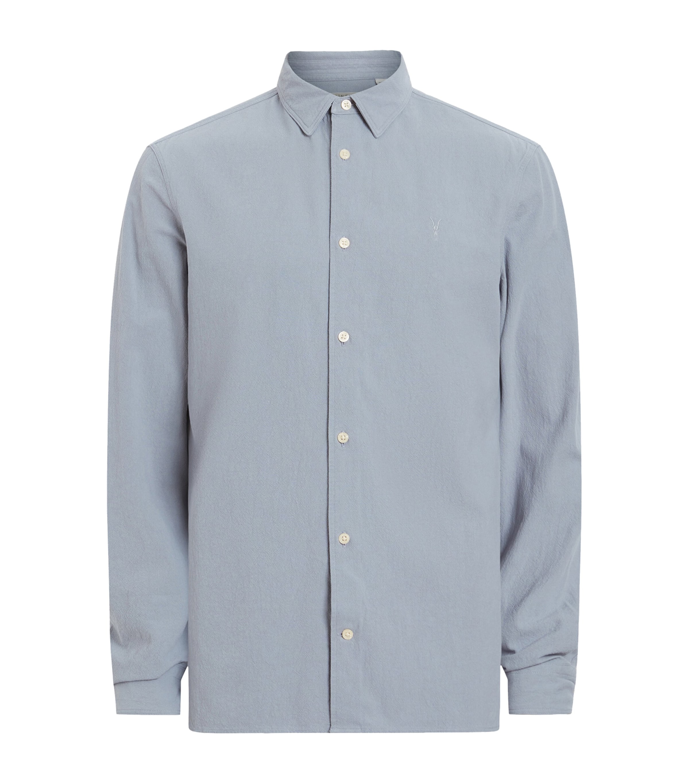 Allsaints Mens Skyline Grey Lovell Slim-fit Cotton Shirt