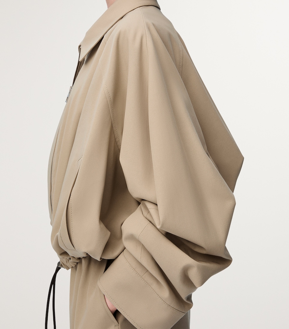 Cotton-Blend Drawstring-Hem Balloon Jacket BEIGE Image 5