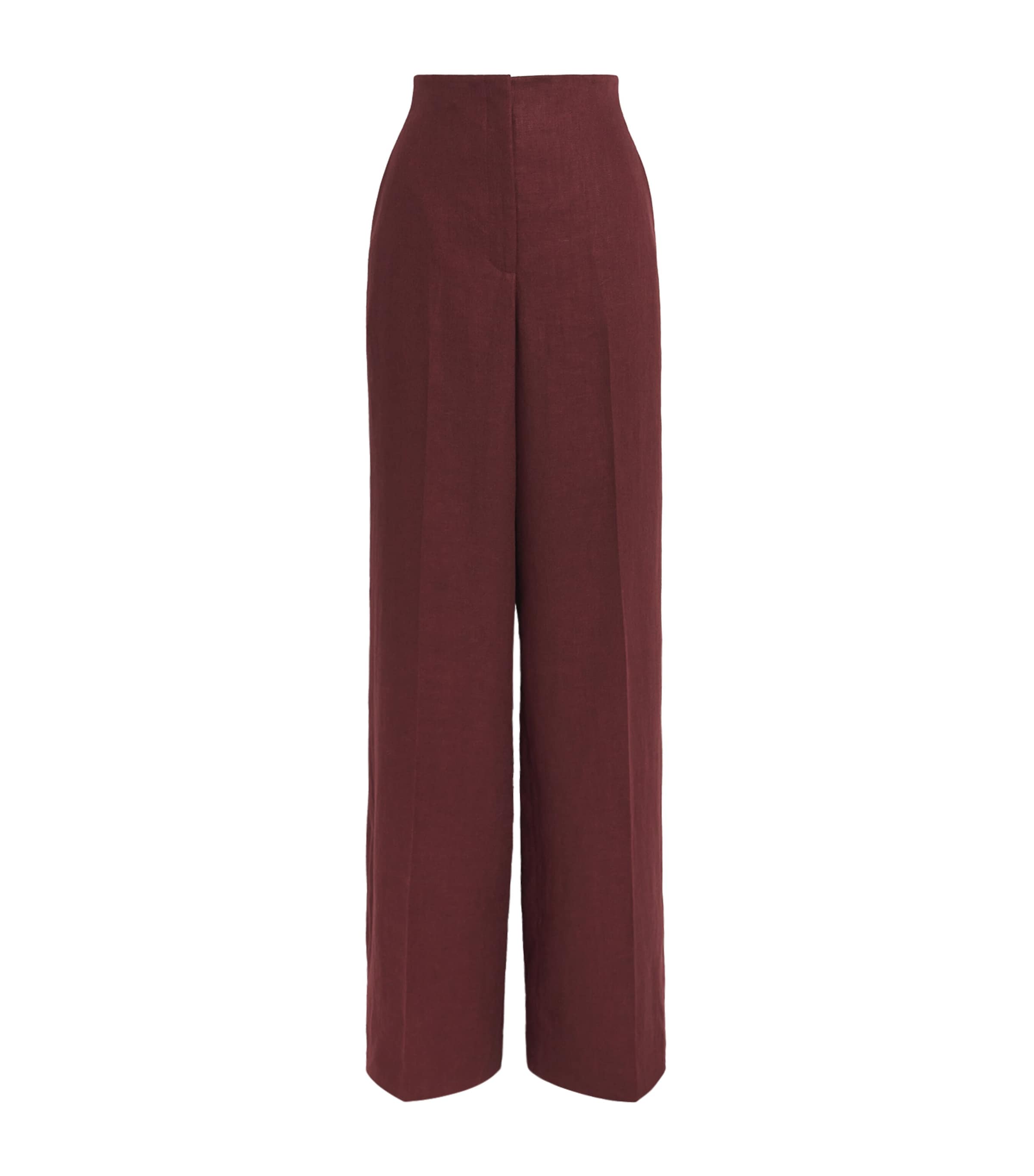 Lafayette 148 Womens Linen Thames Wide-Leg Trousers Rosewood Image 1