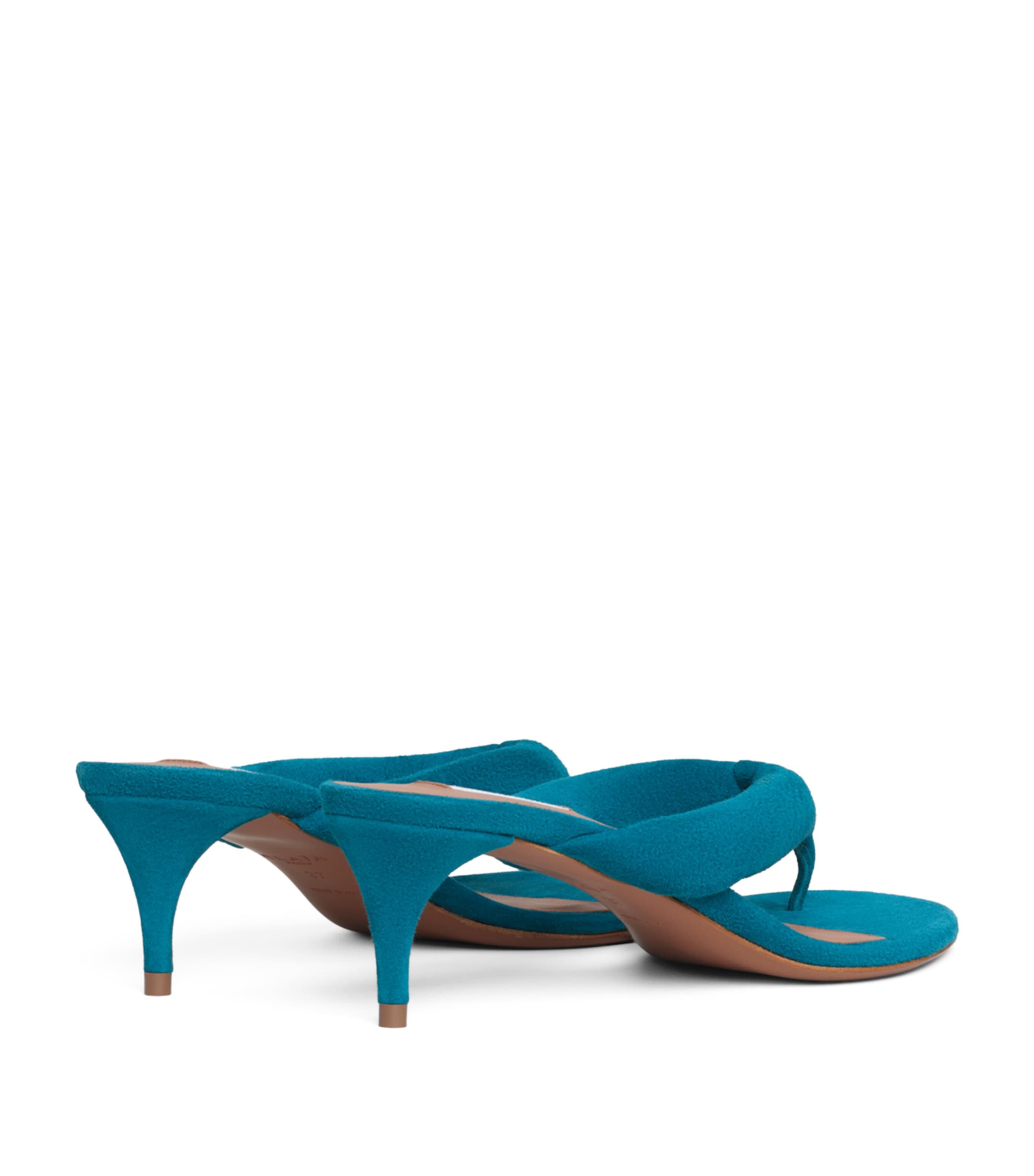 Alaïa Suede Thong Mules 55 China Blue Image 3