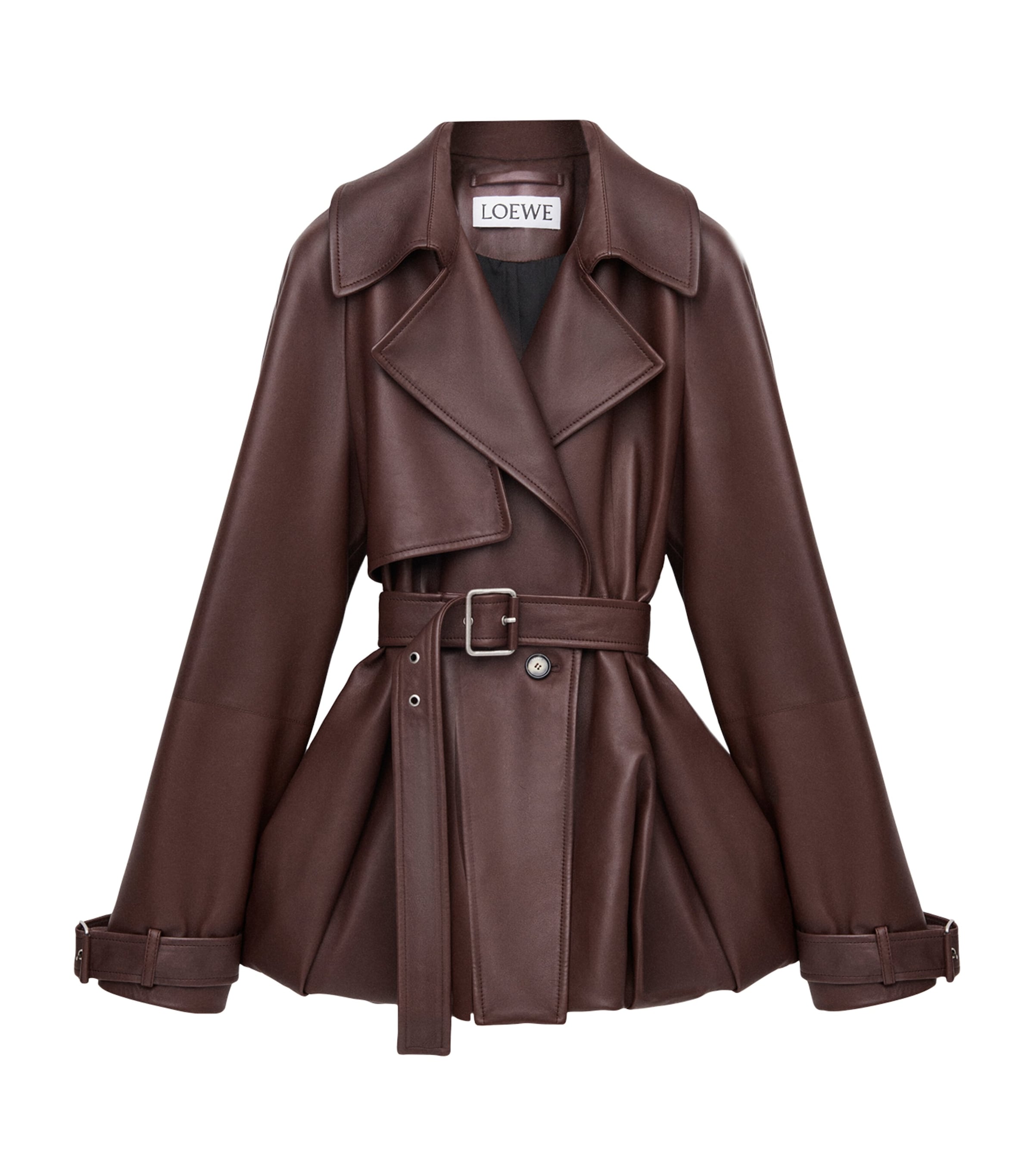 LOEWE Brown Leather Belted Short Trench Coat | Harrods UK LOEWE Brown Leather Belted Short Trench Coat | Harrods UK