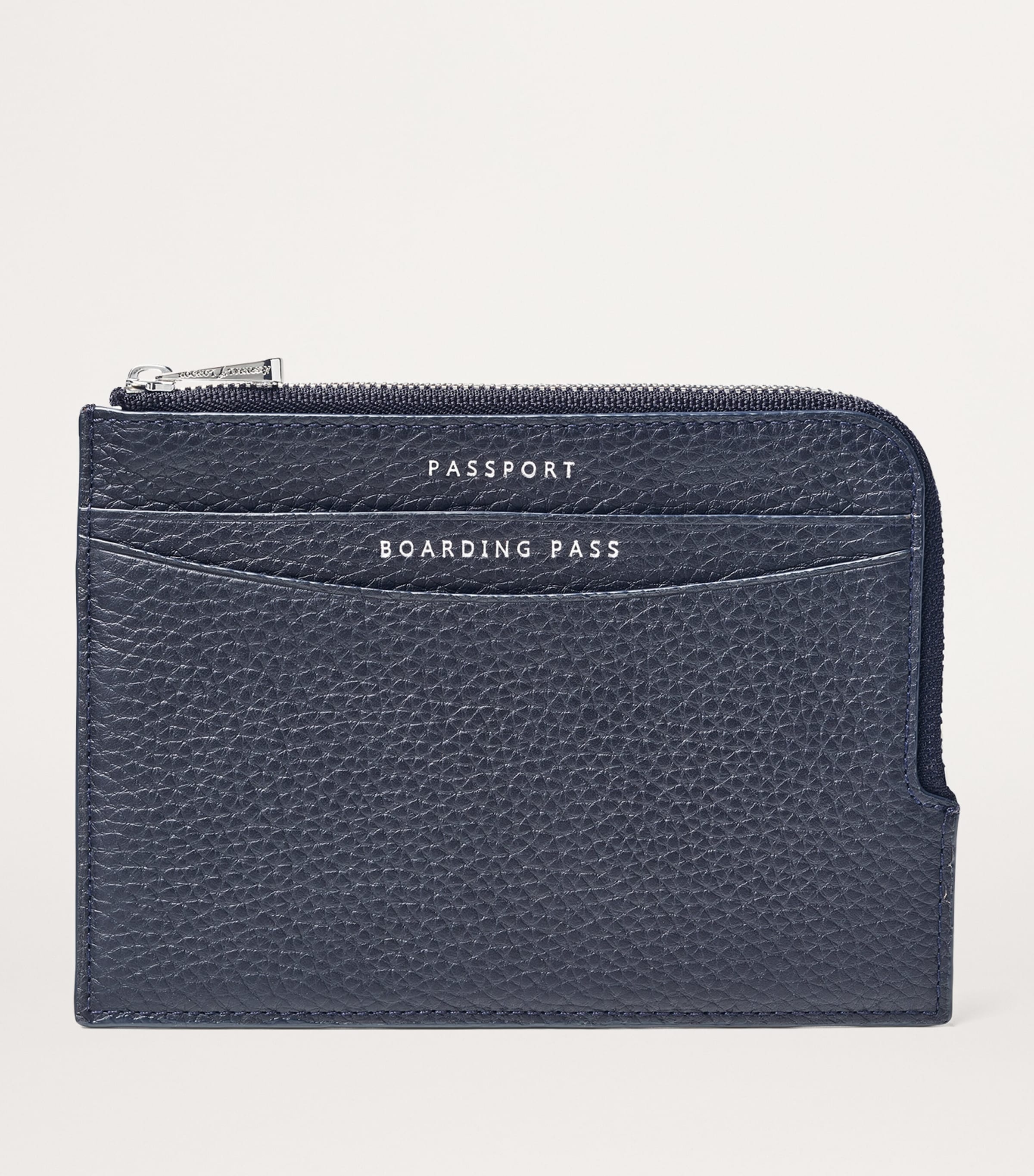 Leather Zipped Travel Wallet NAVY Image 2
