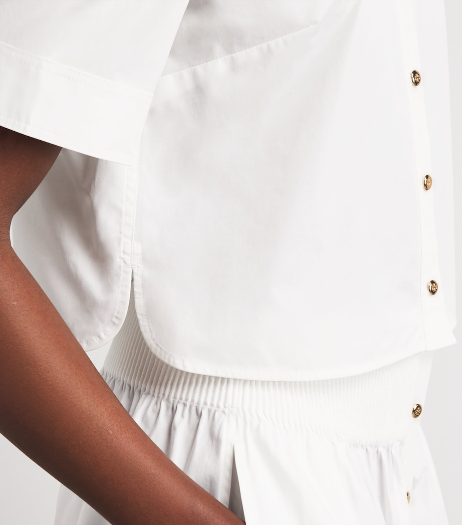 Tory Burch Womens Poplin Short-Sleeve Shirt White Image 3