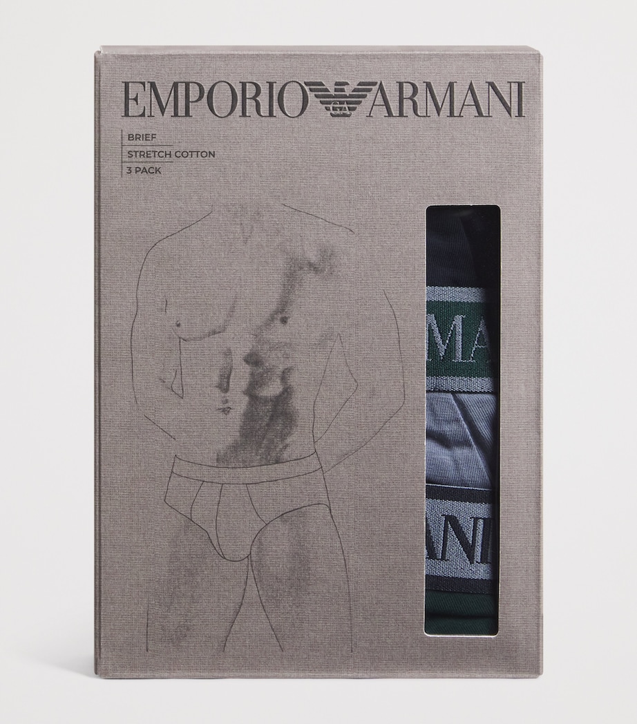 Stretch-Cotton Core Logo Briefs (Pack of 3) MB242 BLU/STONE/PINE Image 2