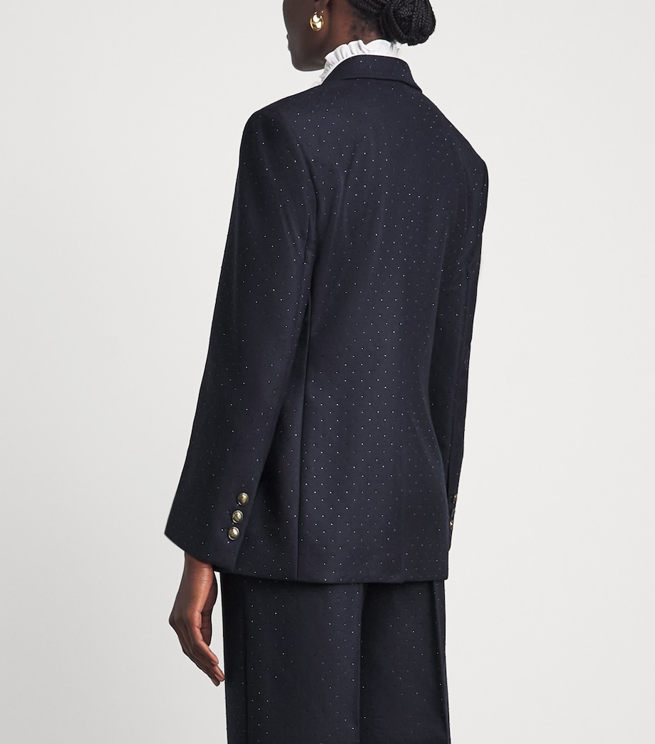 Sandro Paris Womens Wool Embellished Blazer Navy Blue Image 5