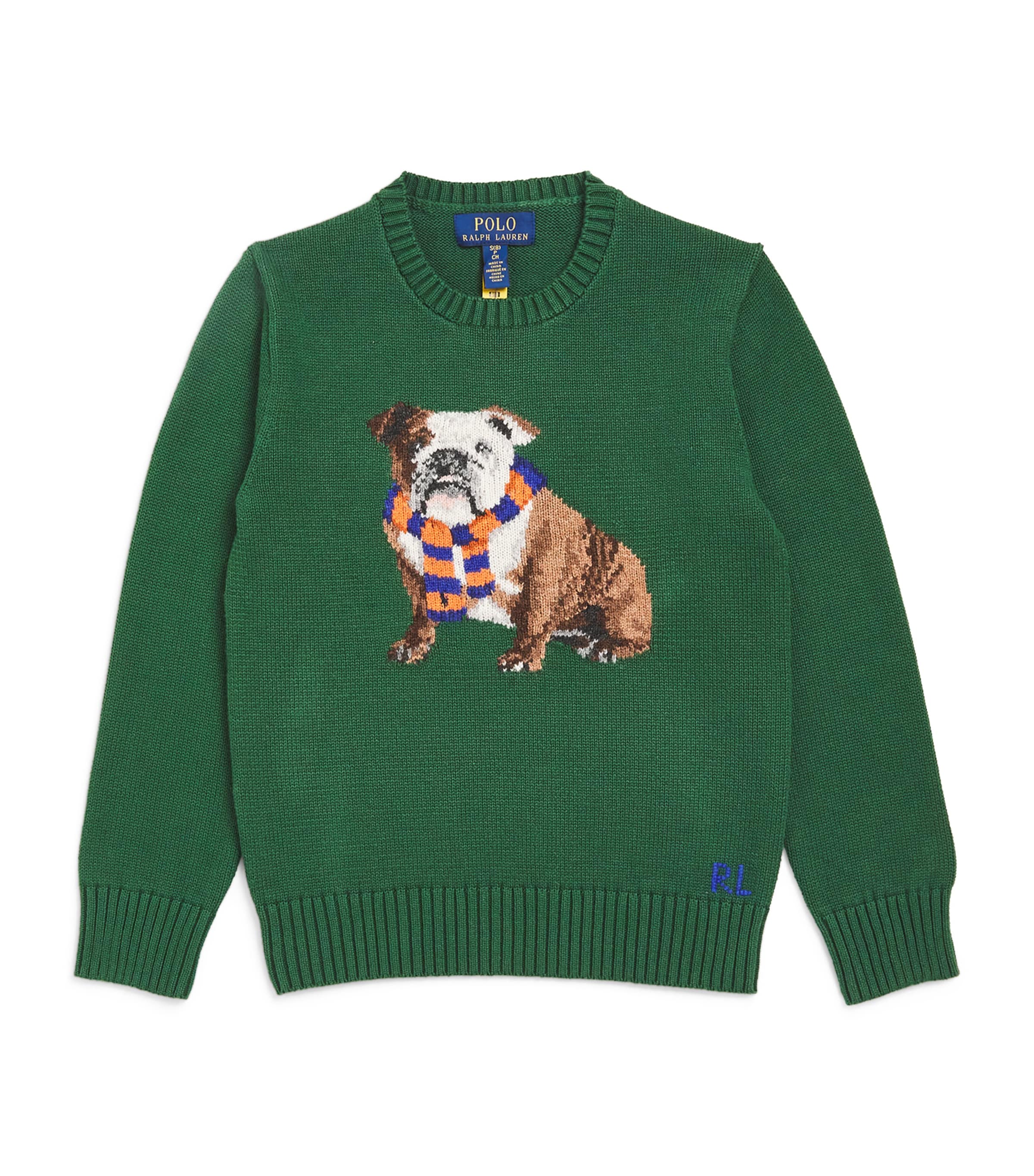 Shop Ralph Lauren Cotton Bulldog Sweater In Green