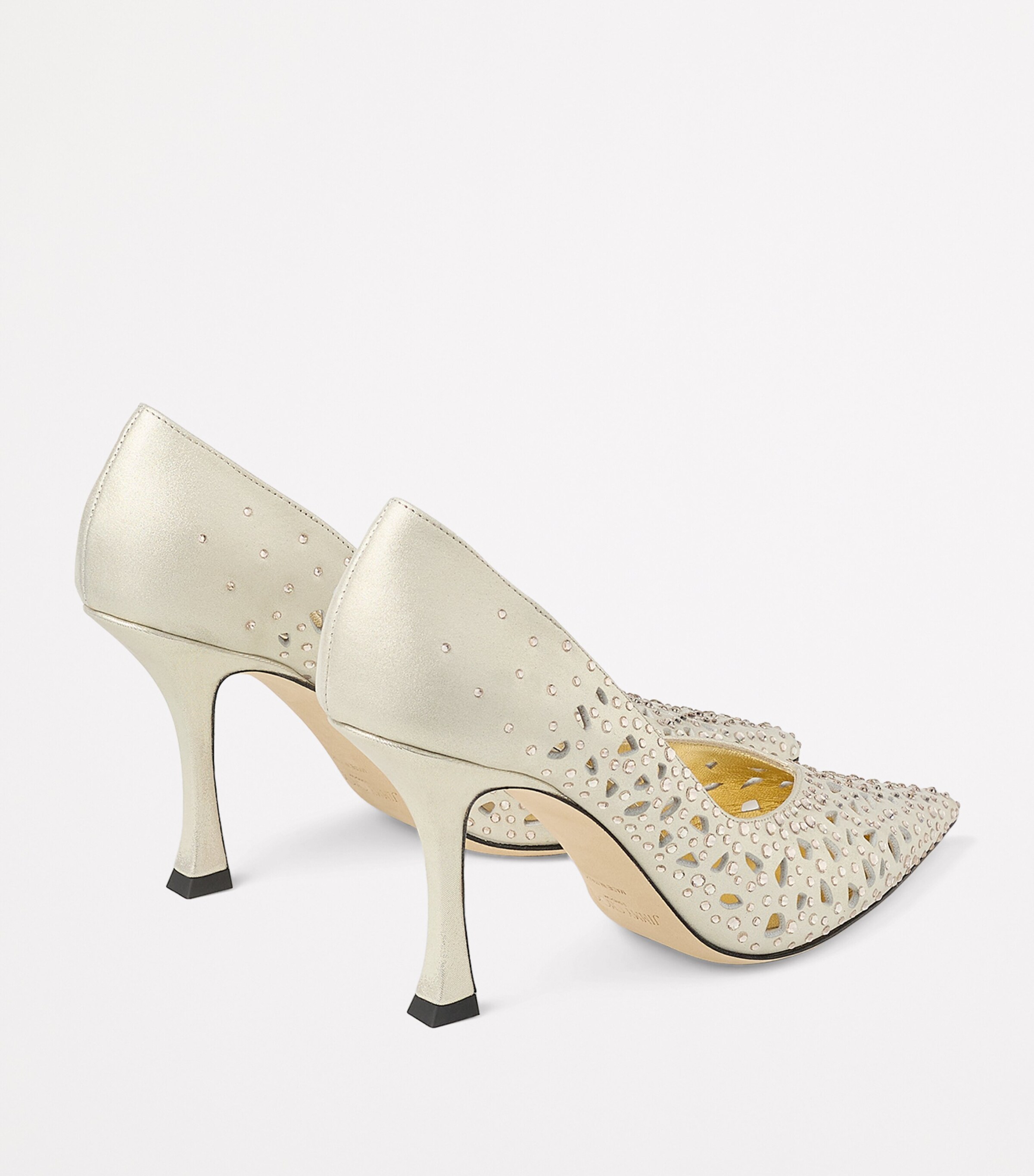 Jimmy Choo Ziri 90 Leather Embellished Pumps Gold Image 3