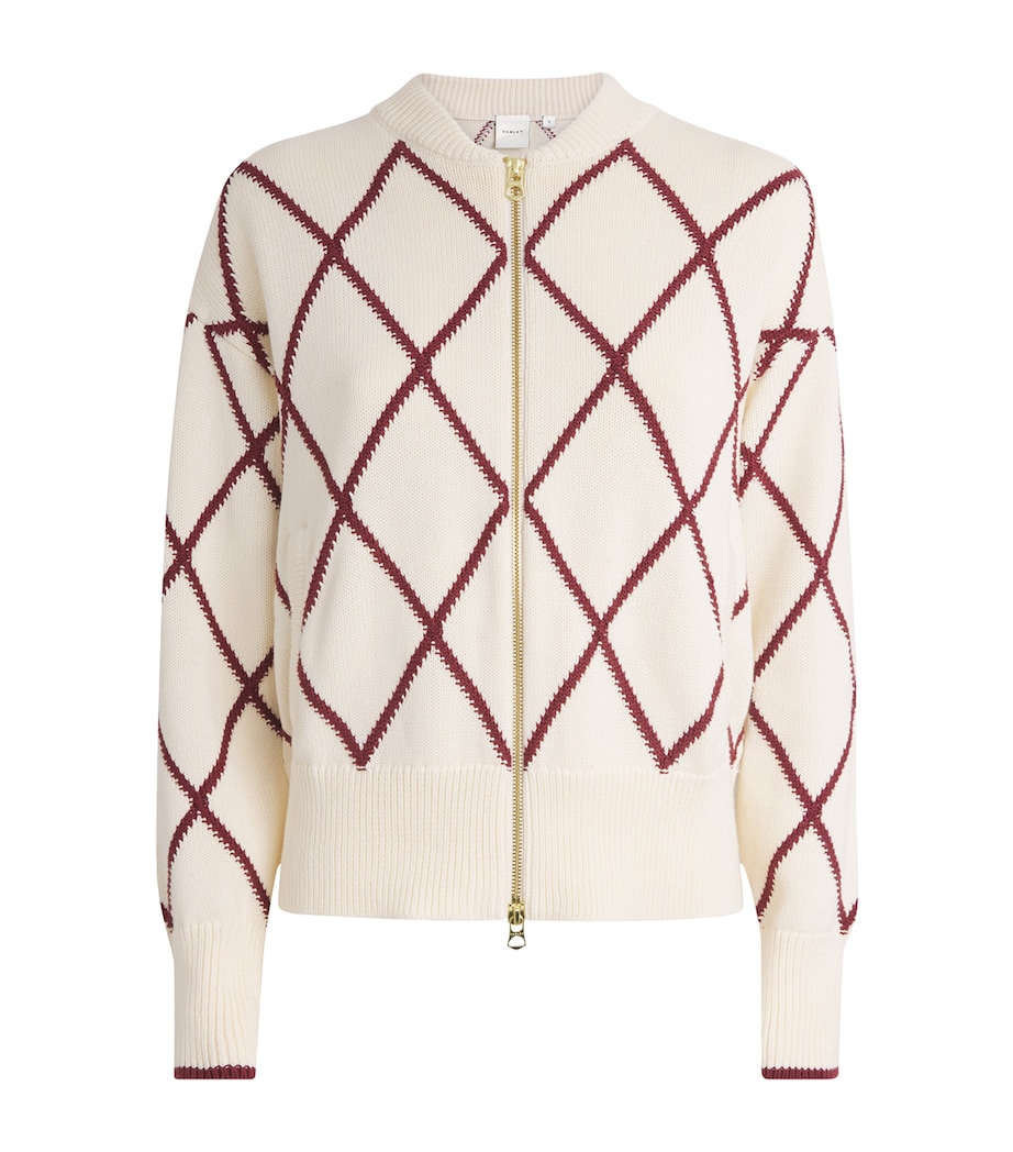 Varley Womens Nile Zip-Up Cardigan Ivory / Port Image 1