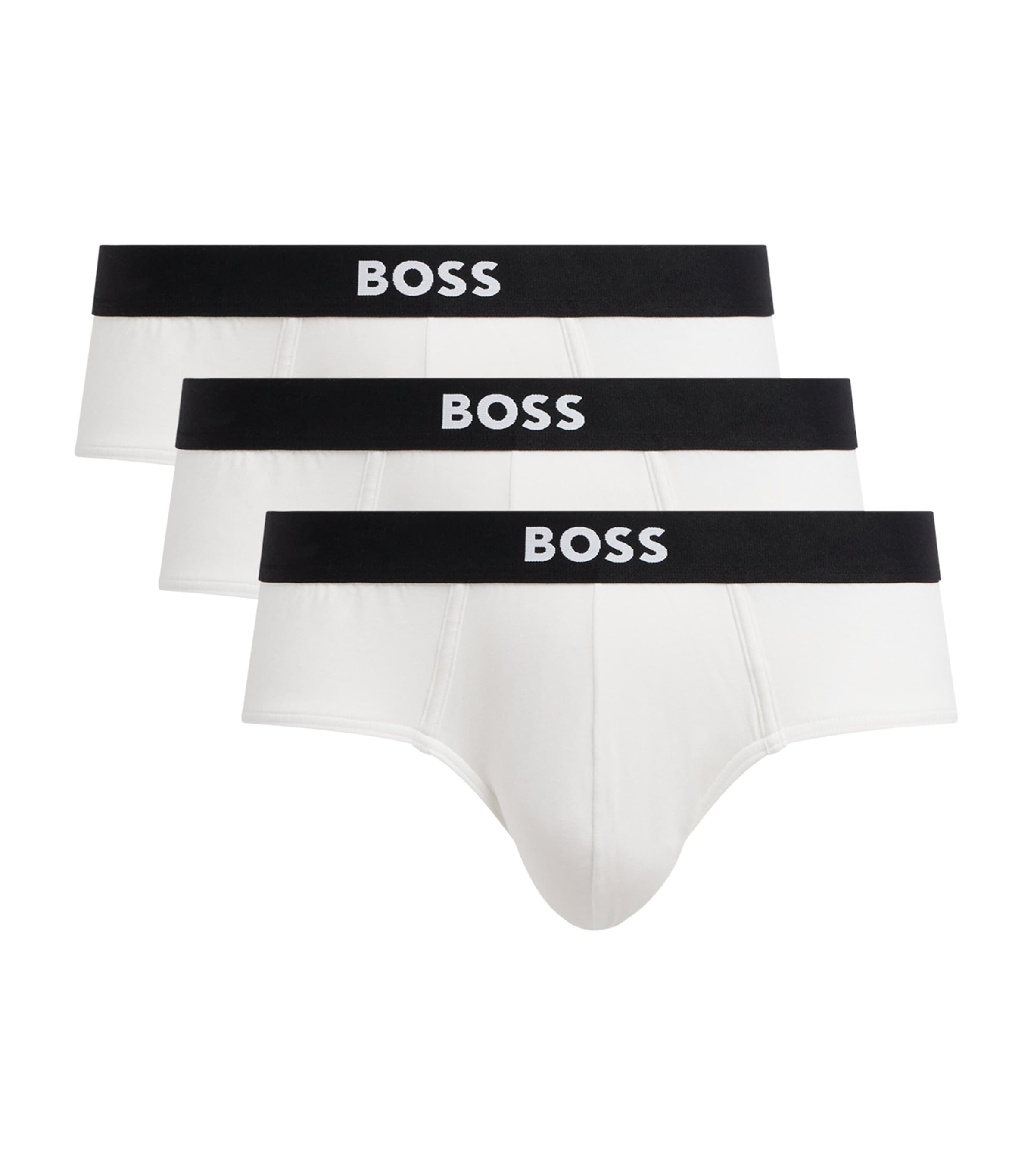 BOSS Mens Stretch-Cotton Boss One Briefs (Pack of 3) White Image 1