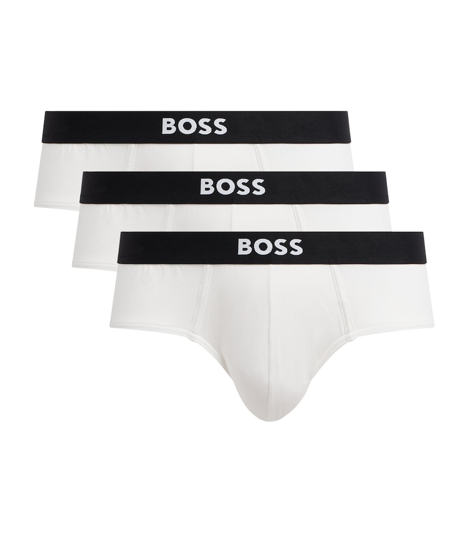 BOSS Mens Stretch-Cotton Boss One Briefs (Pack of 3) White Image 1