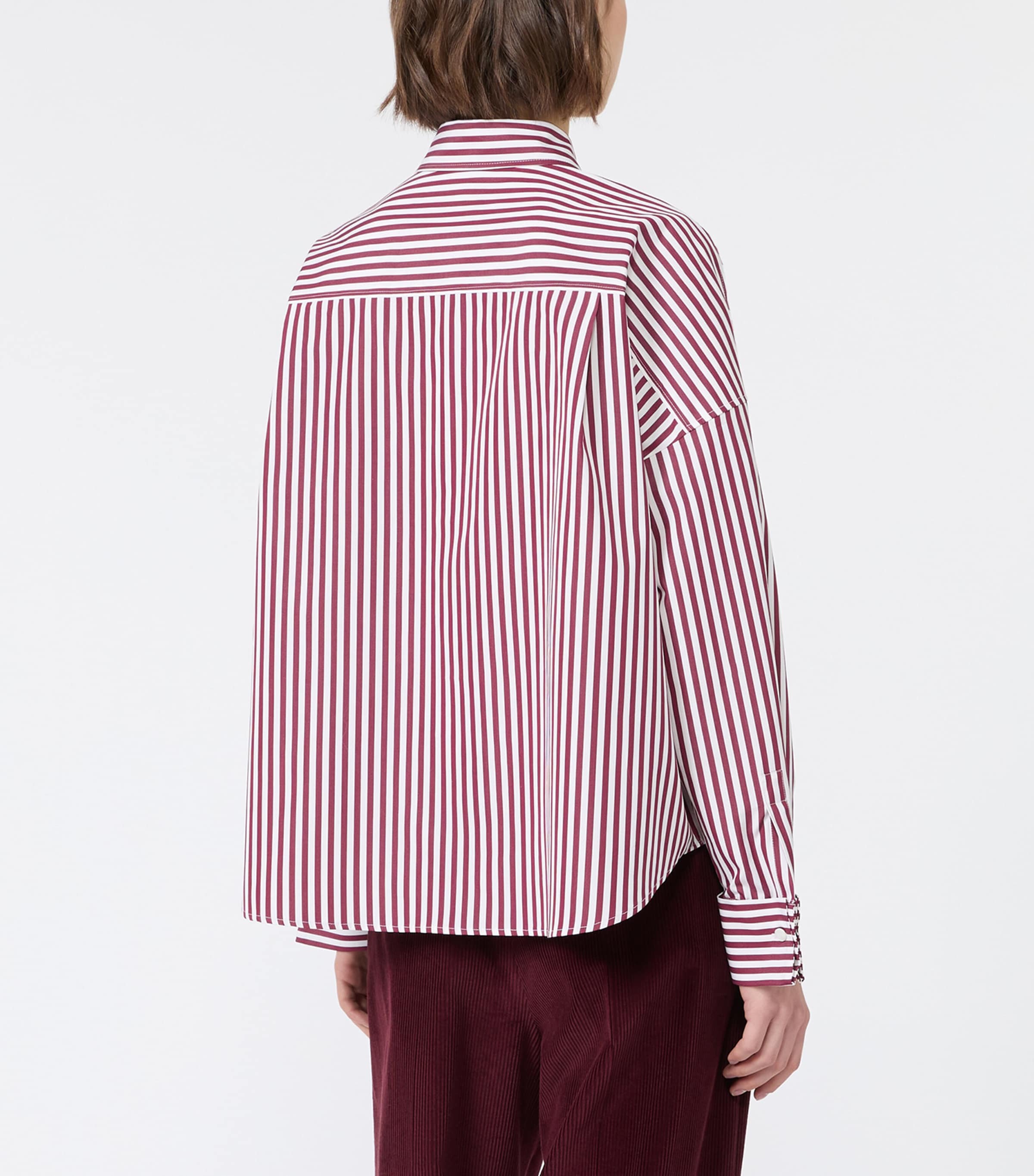 Weekend Max Mara Womens Cotton Stripe Shirt Bordeaux Image 4