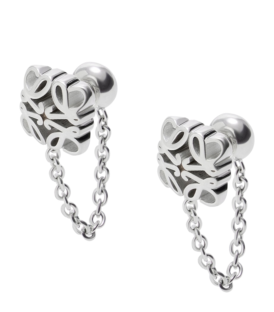 LOEWE Sterling Silver Bombé Anagram Chain Stud Earrings Silver Image 1