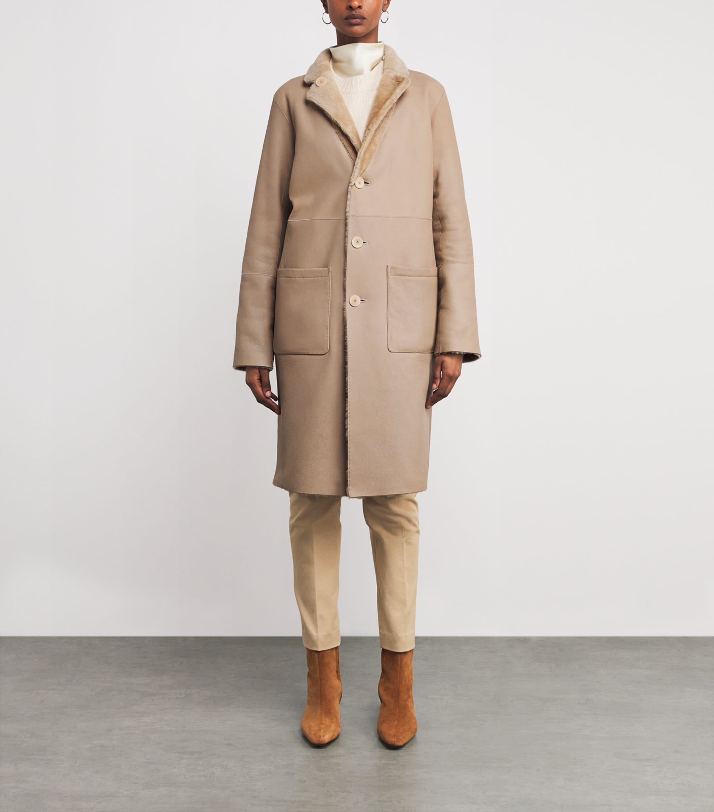 Shearling Reversible Brittany Coat POWDER Image 4