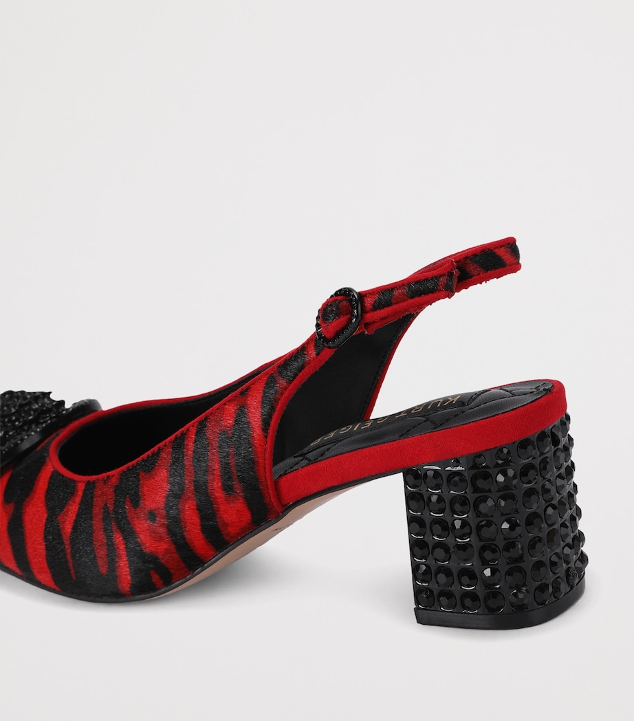 Kurt Geiger London Haircalf Chelsea Slingback Block Heels Red Comb Image 3