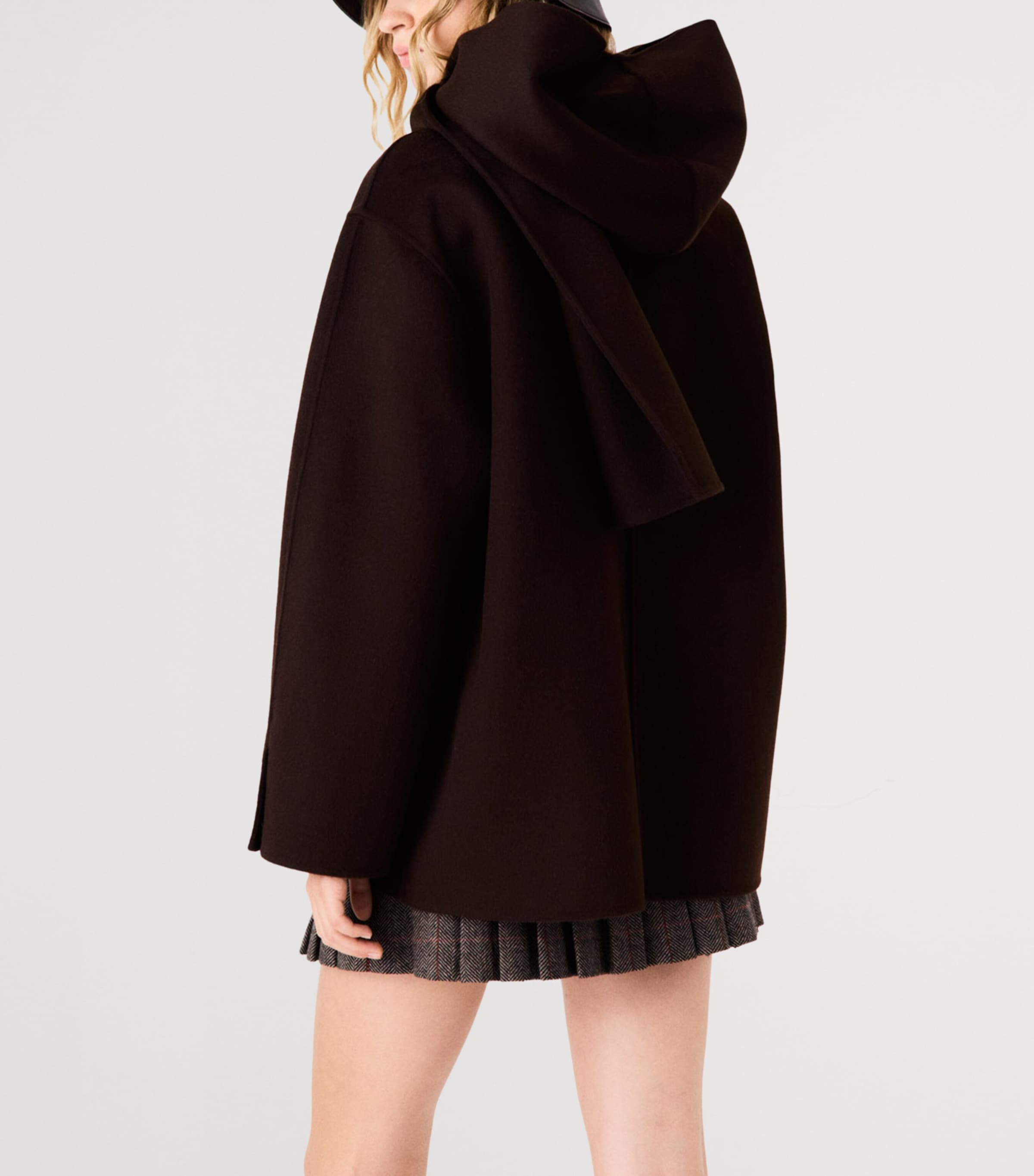 Maje Womens Wool-Blend Coat Dark Brown Image 5