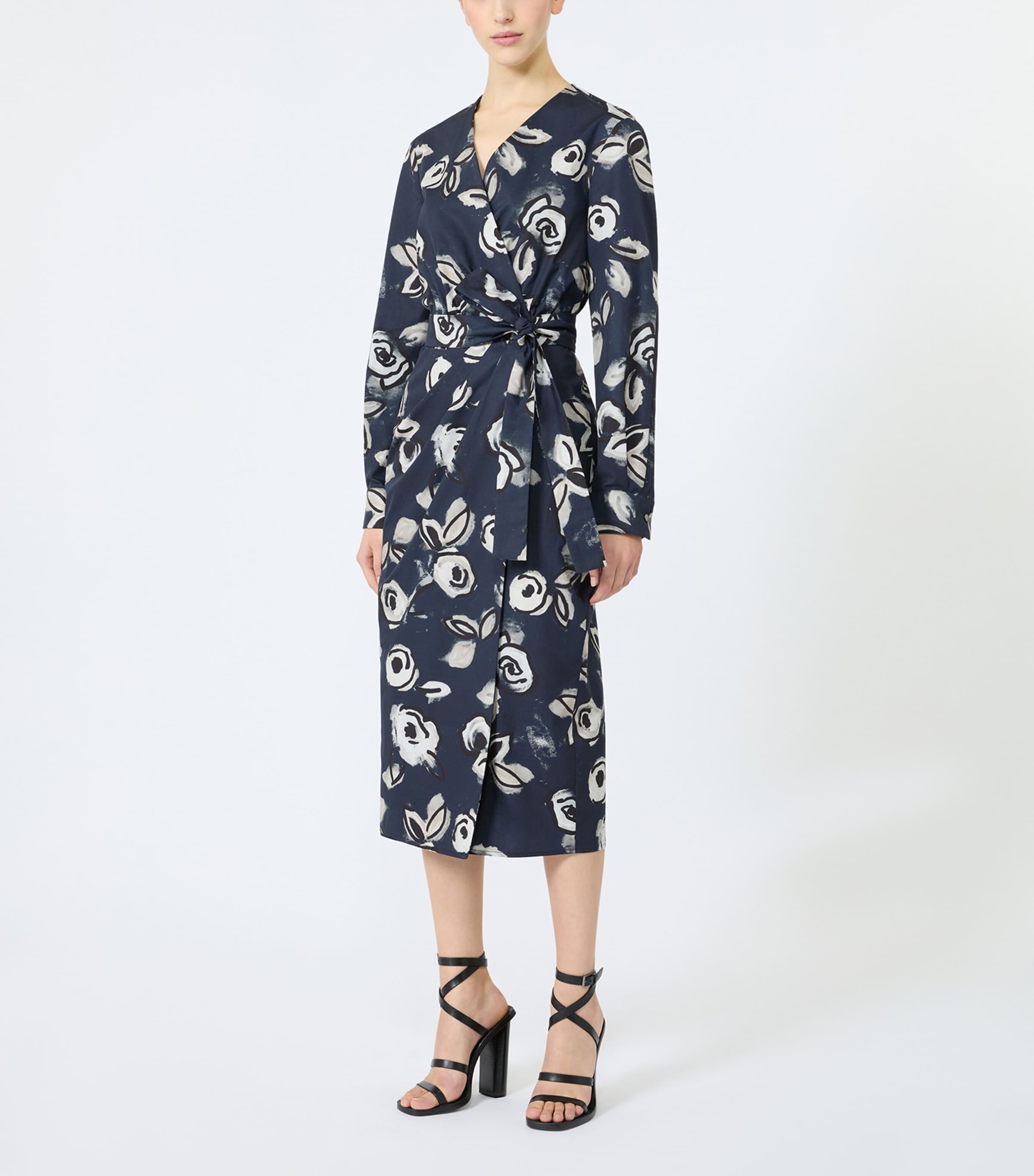Max Mara Womens Cotton Printed Midi Dress Ultramarine Image 3