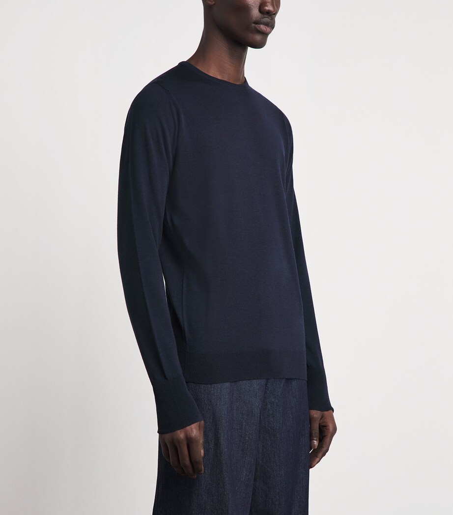 Alan Scott Mens Superfine Merino Wool Crew Neck Sweater Midnight Image 4