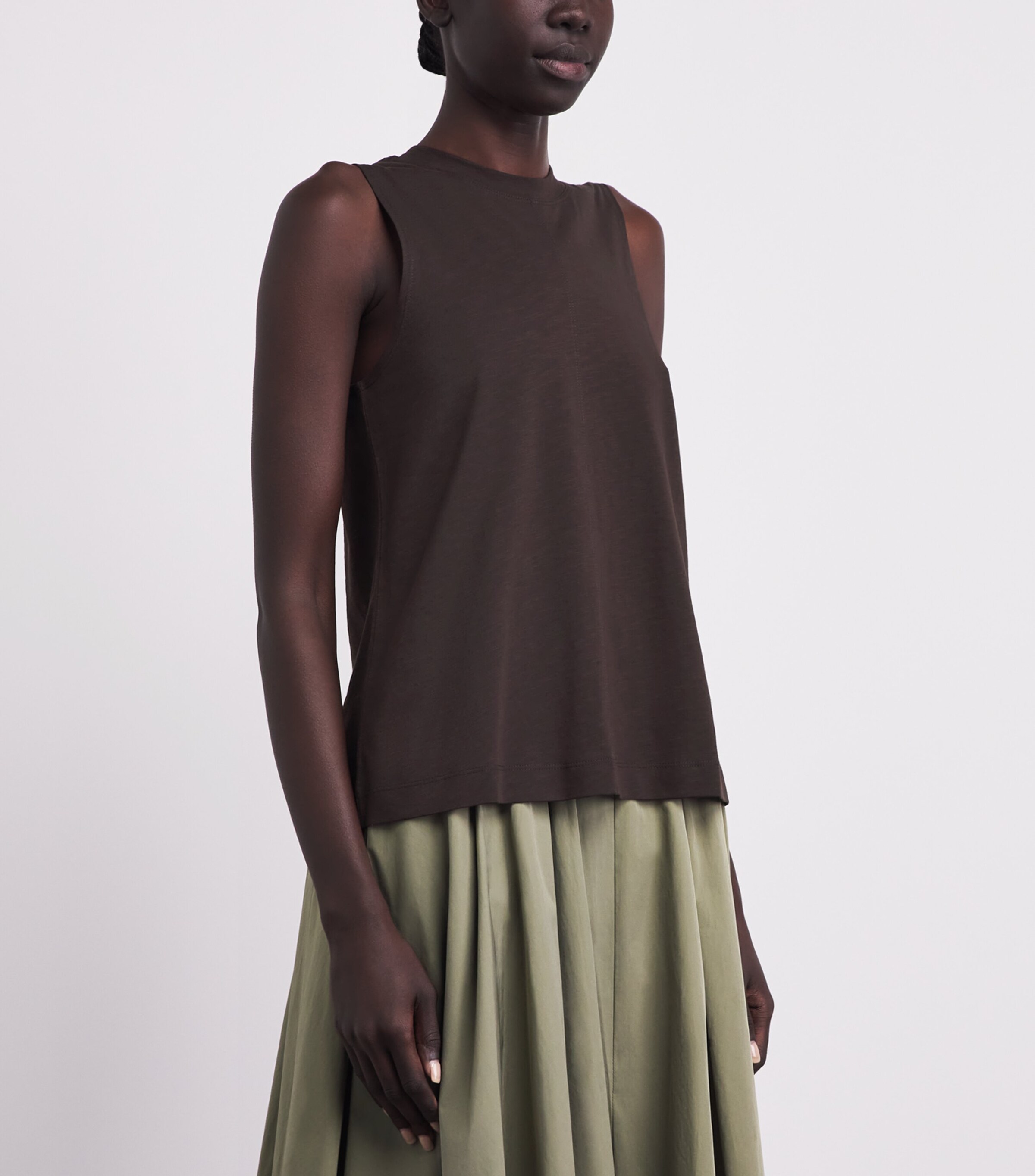 ME+EM Womens Organic Cotton Swing Tank Top Cocoa Brown Image 4