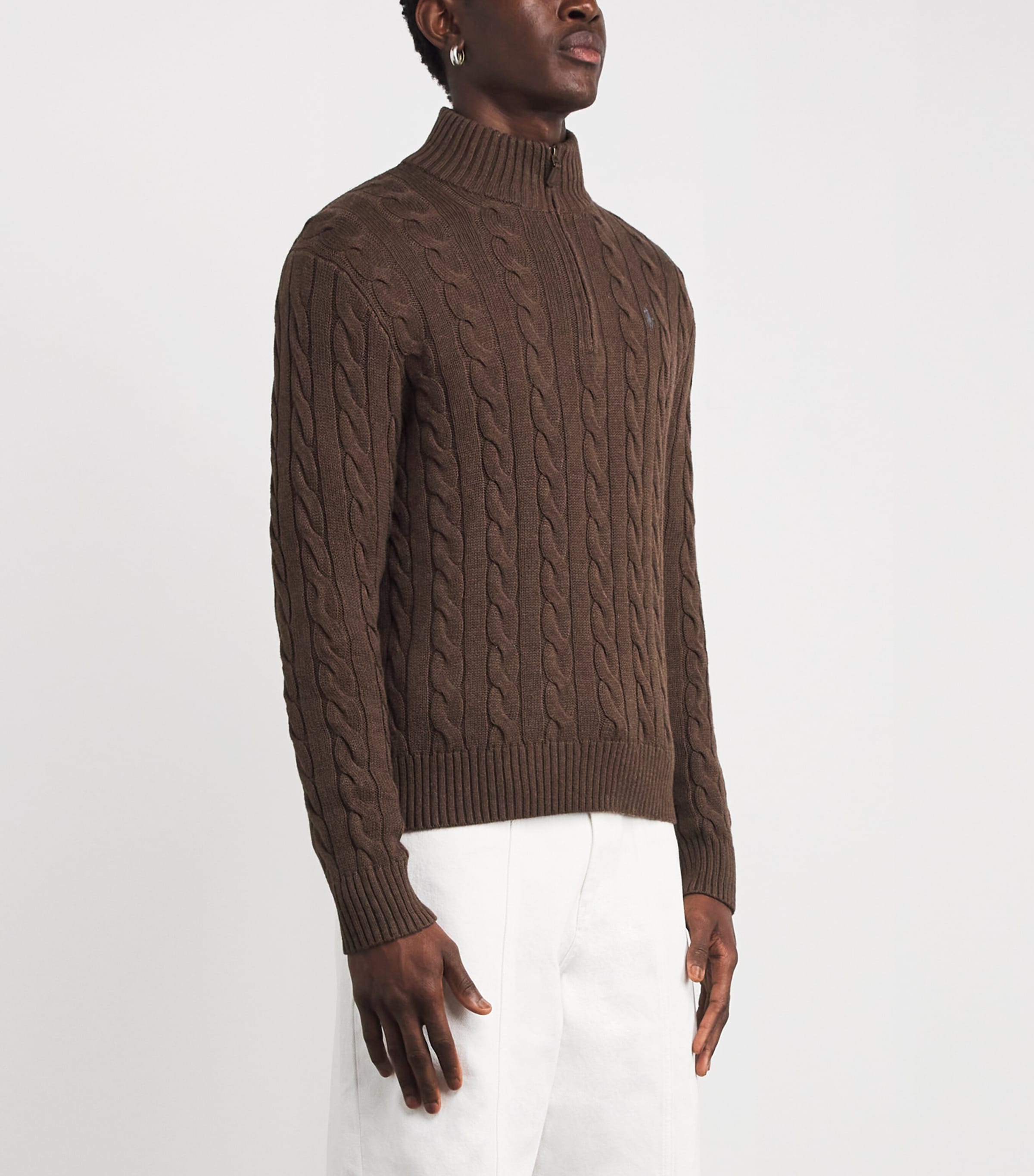 Polo Ralph Lauren Mens Cotton Cable Knit Sweater Brown Image 3