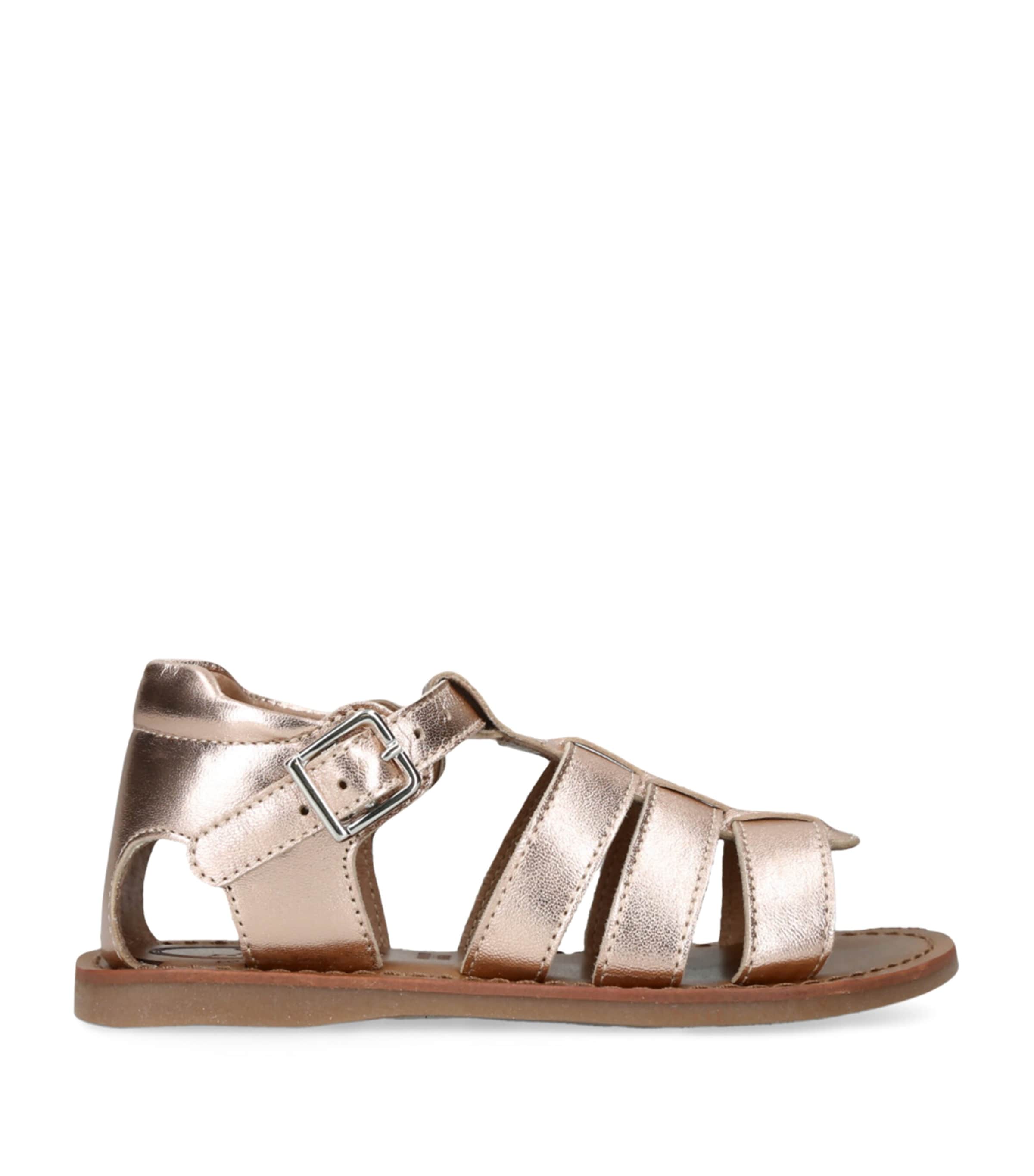 papouelli Leather Tassie Sandals Bronze Image 1